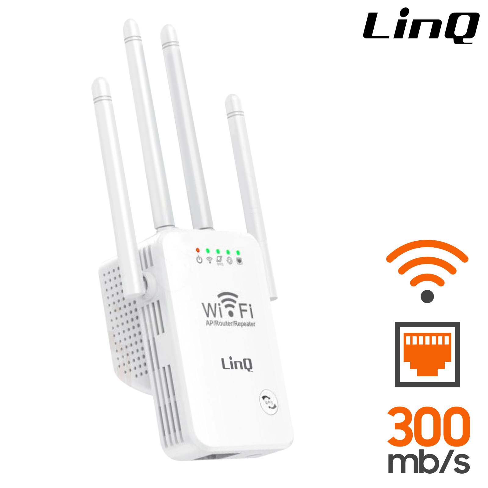 Répéteur Wifi Sans-fil Haute Portée 300Mbps, LinQ WLAN 500 - Blanc -  Français