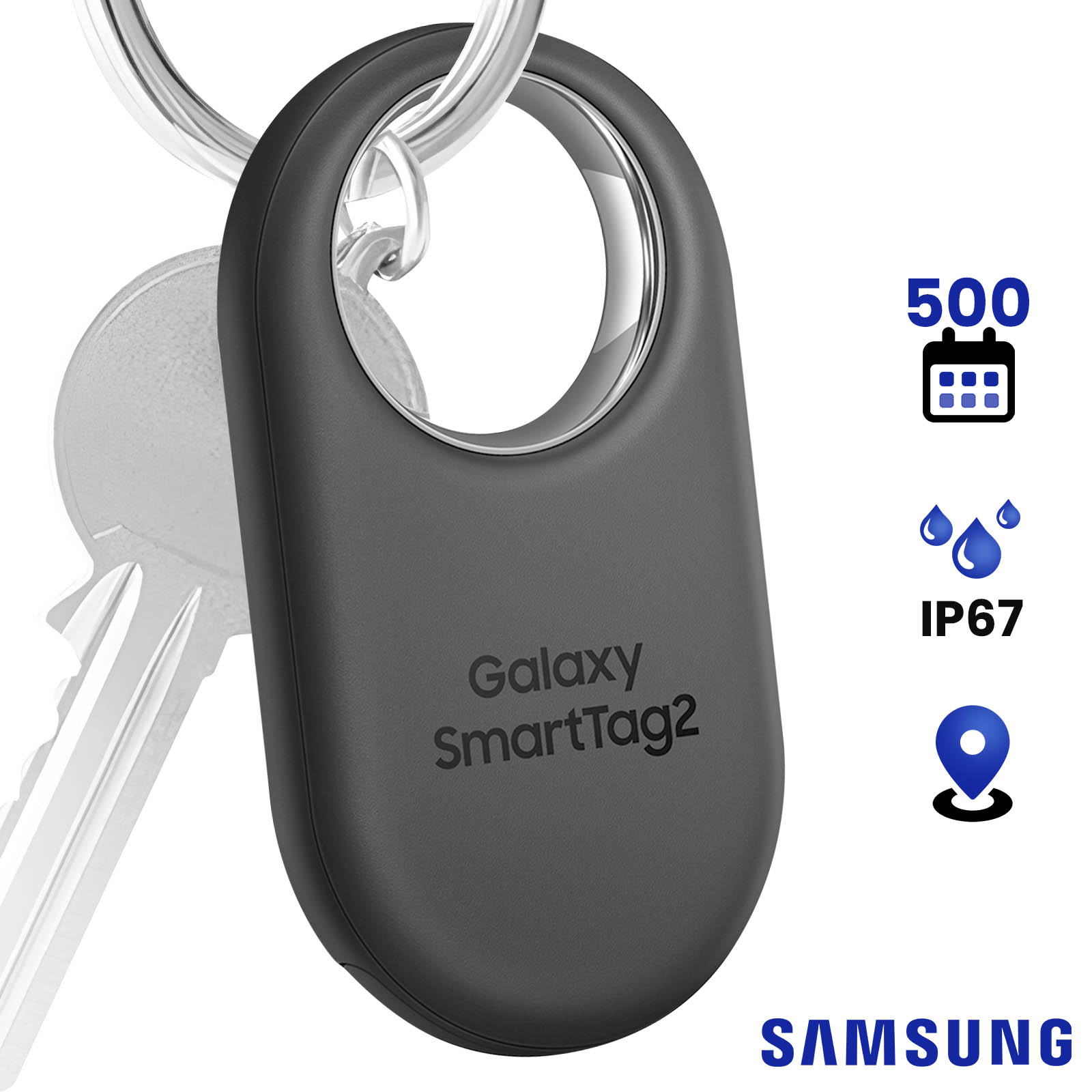 Samsung Galaxy SmartTag 2 - Tracker Localisation Bluetooth Noir - Français