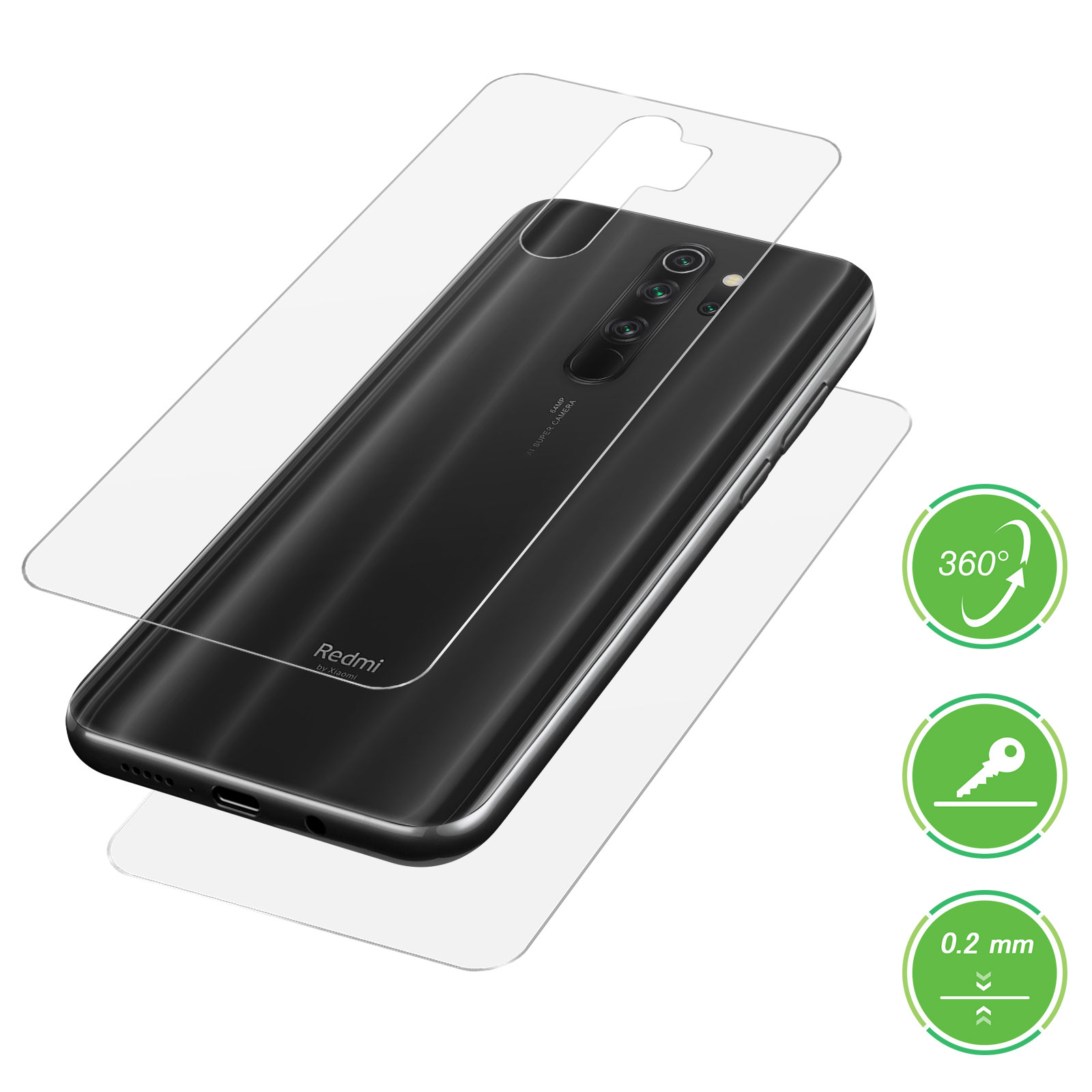 Funda de Silicona Semitransparente para Xiaomi Redmi Note 8 Pro Negro