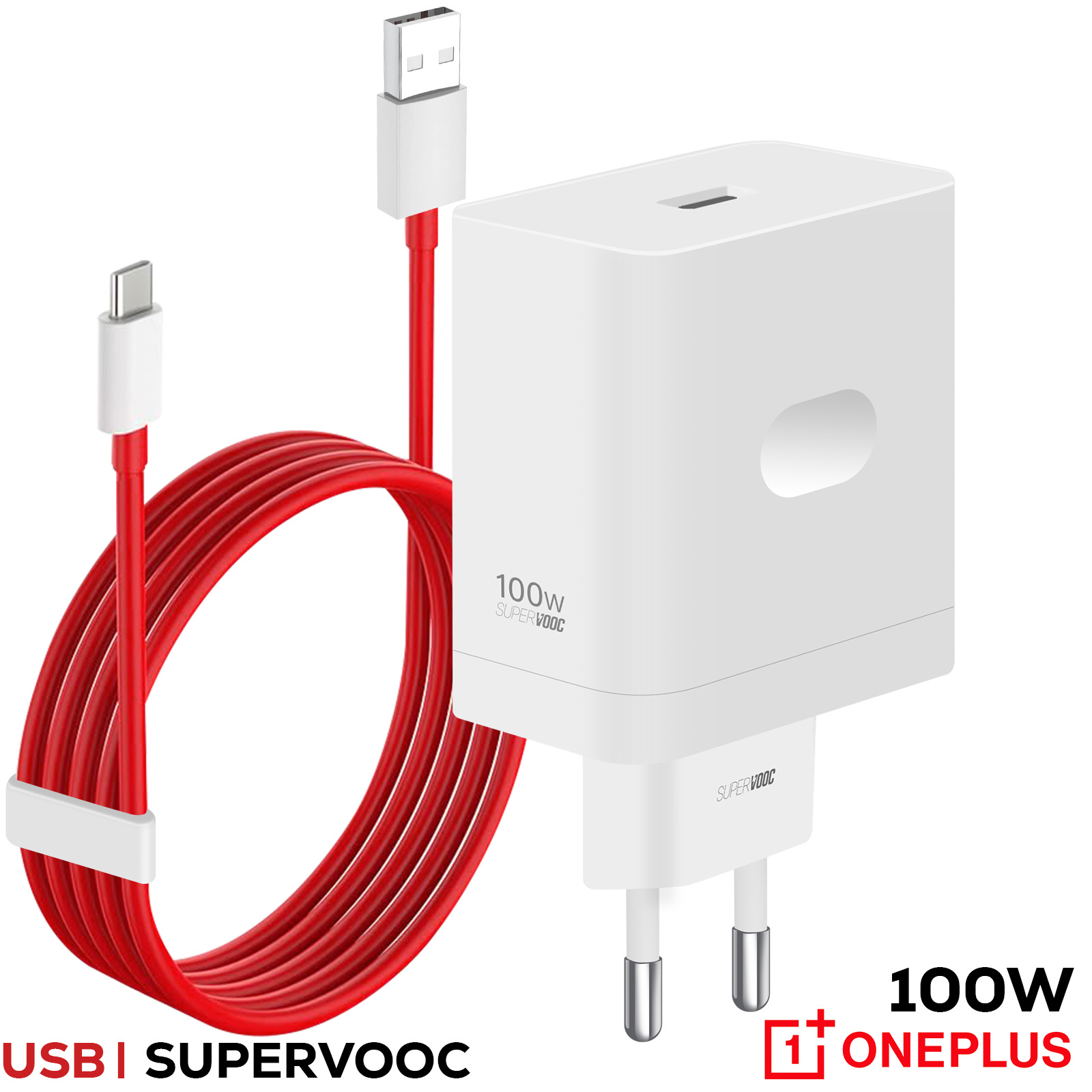 Chargeur OnePlus SUPERVOOC 100W Blanc - Charge Rapide USB-C Avec Câble Inclus