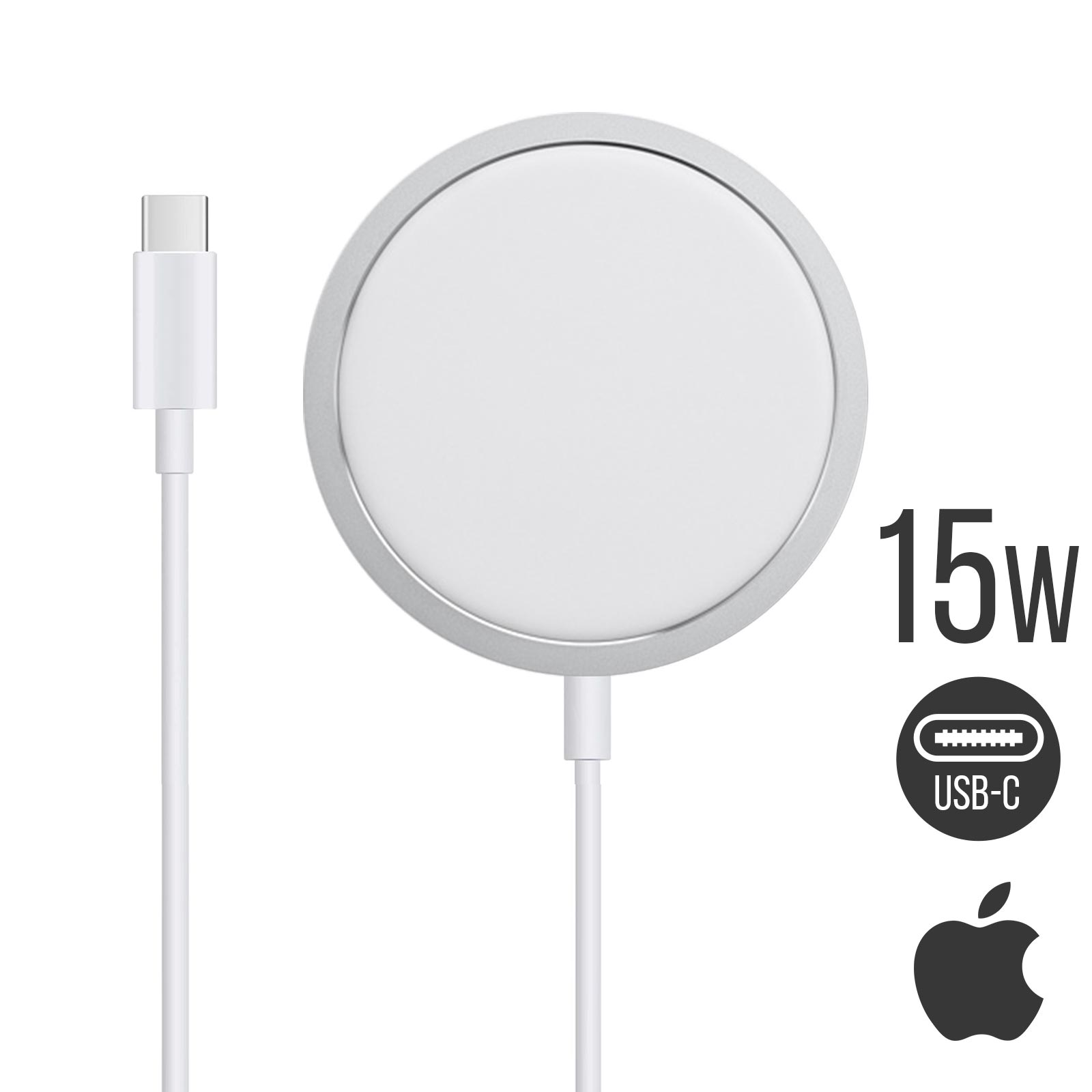 Chargeur MagSafe Apple Officiel 15W, Câble de Charge USB-C Intégré