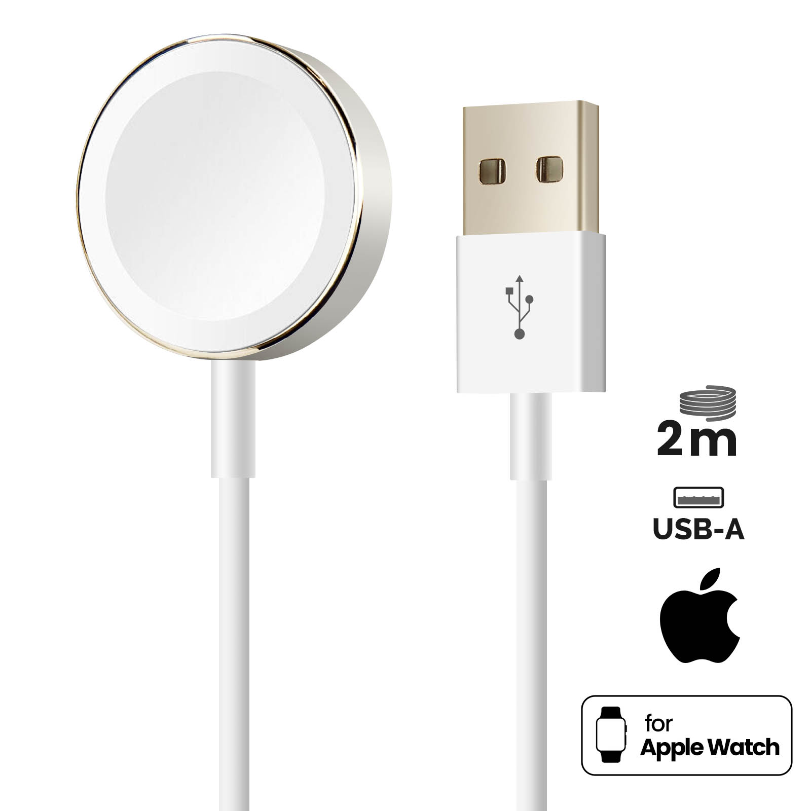 Chargeur Apple d'Origine, Câble Apple Watch (tout modèle) USB 2m - Blanc -  Français