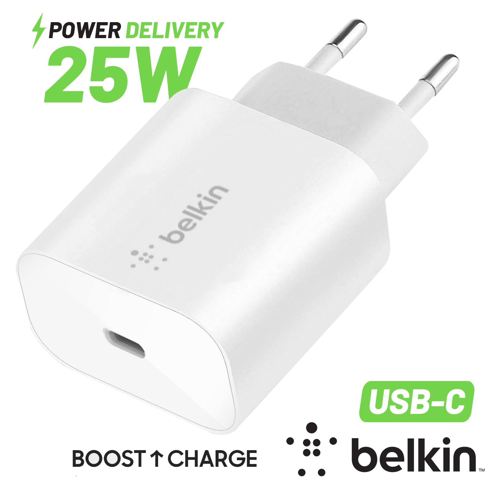 Chargeur secteur USB C 25W recyclable Power Delivery Blanc Just Green