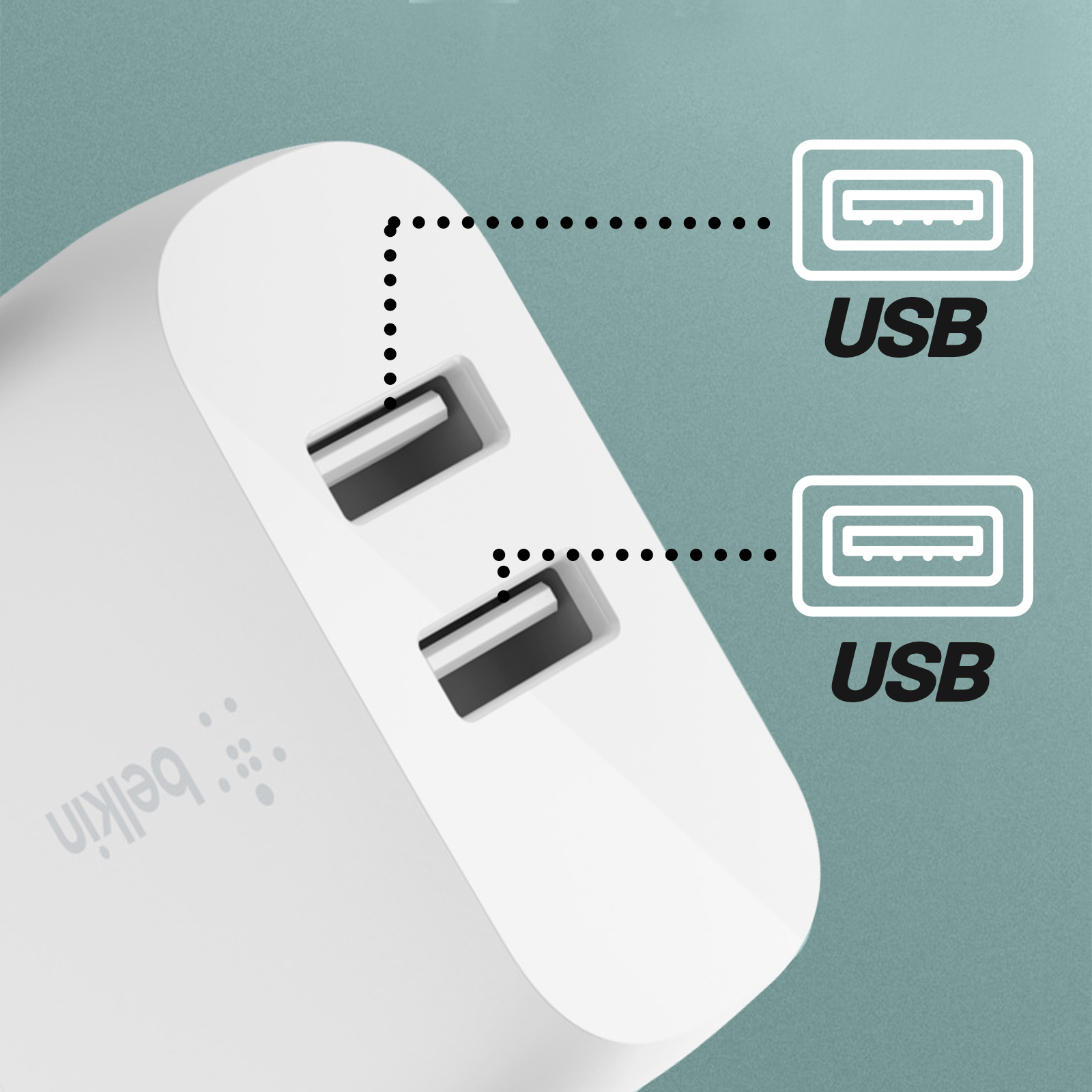 Chargeur Secteur Double USB 24W Charge Rapide, Belkin Boost Charge