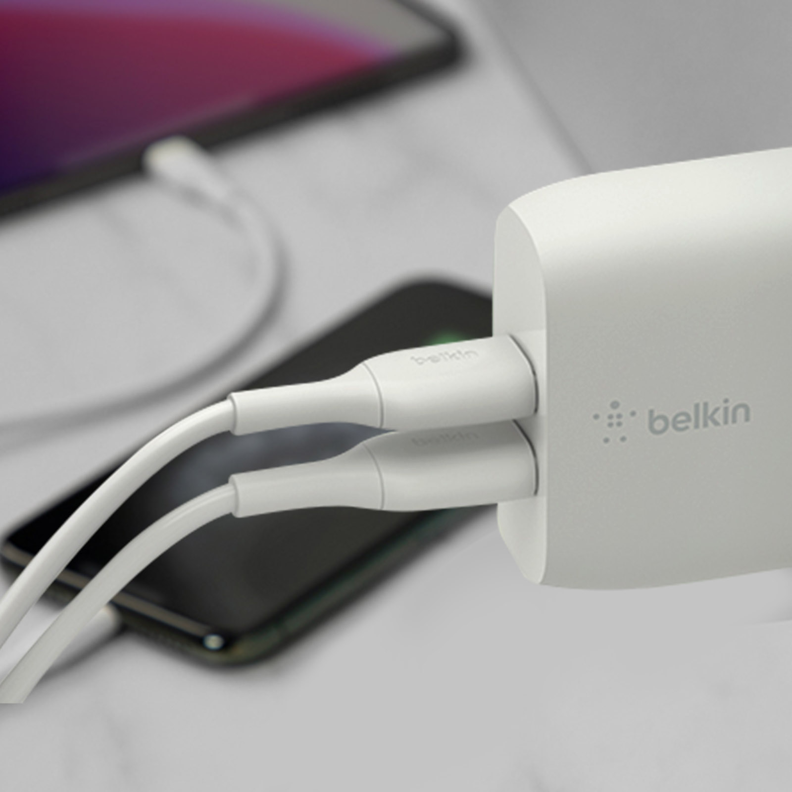 Chargeur Secteur Double USB 24W avec Câble USB-C 1m Belkin Boost