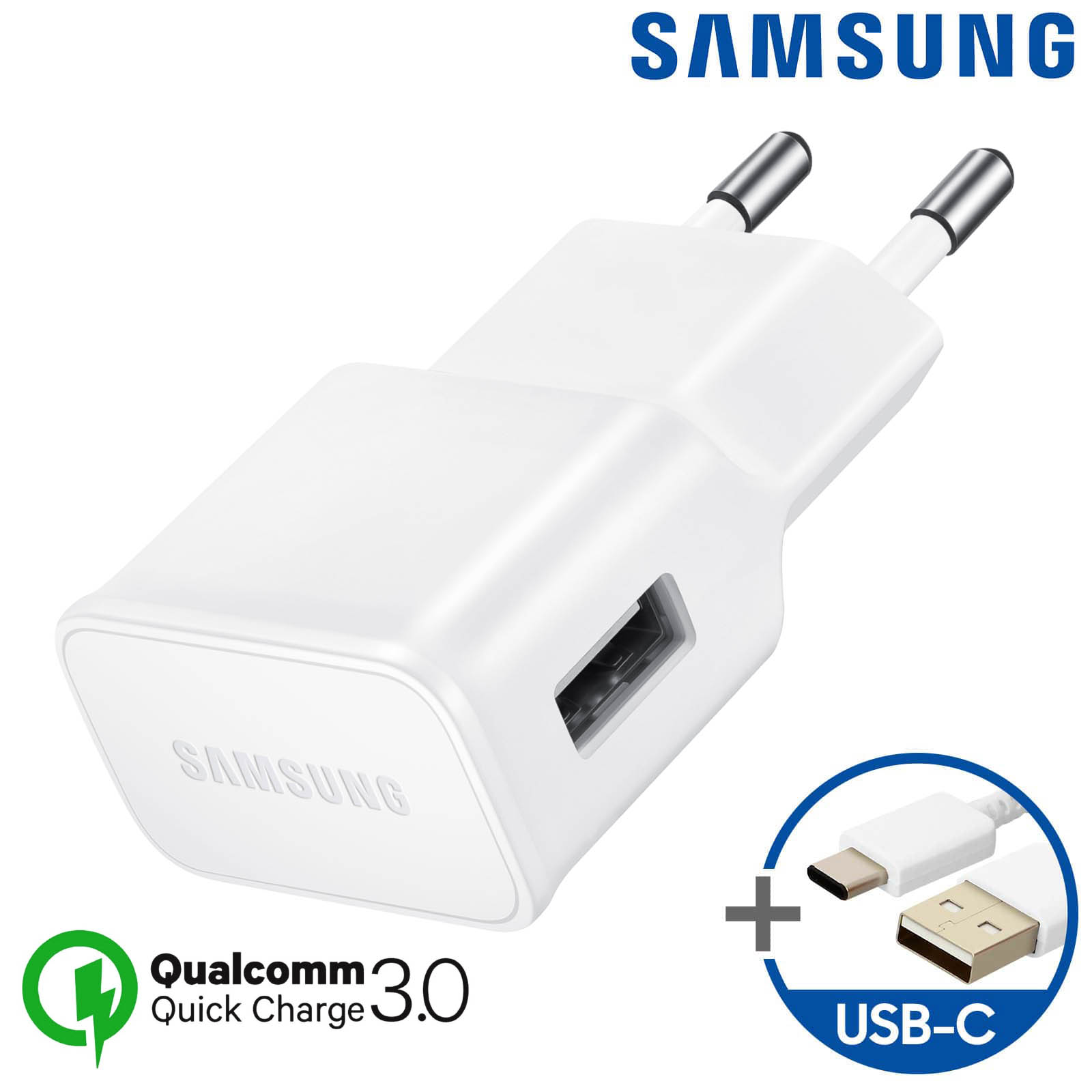 Chargeur Original Samsung Quick Charge 3.0 USB + Câble USB-C
