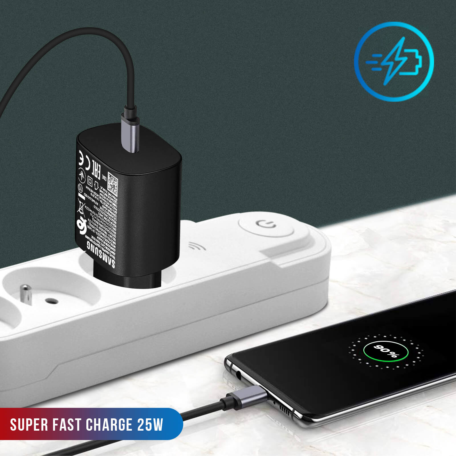 copy of Chargeur portable SAMSUNG CHARGEUR SECTEUR USB TYPE C 25W FAST  CHARGE ORIGINAL SAMSUNG NOIR