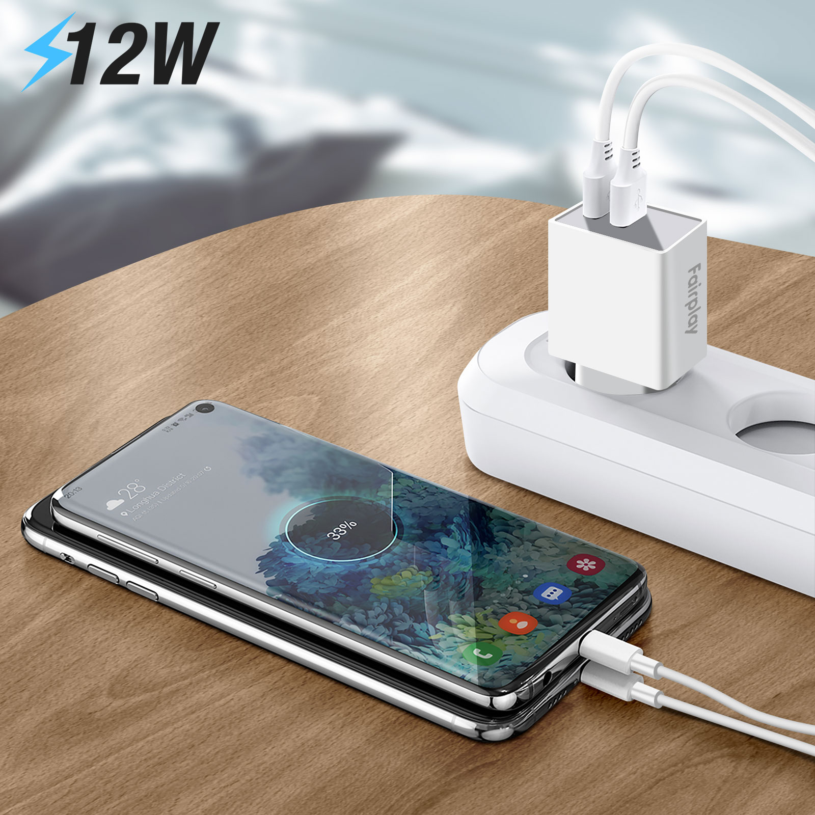 Chargeur Secteur Double USB 12W pour Smartphone et Tablette