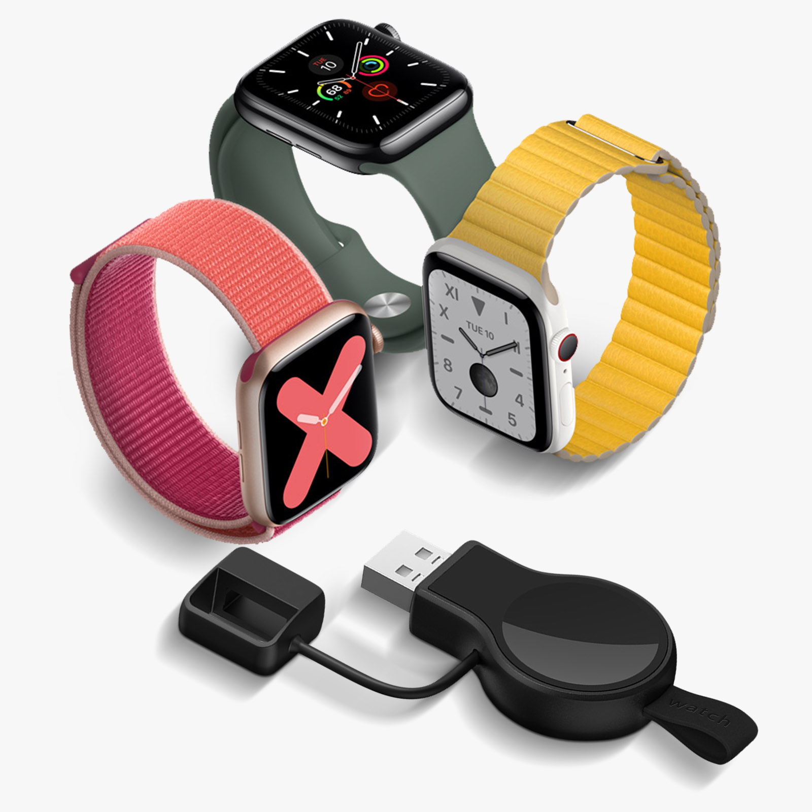 Chargeur sans-fil magnétique Apple Watch Série 1, 2, 3, 4, 5, 6, SE, 7,  Porte-clé Compact - Noir - Français