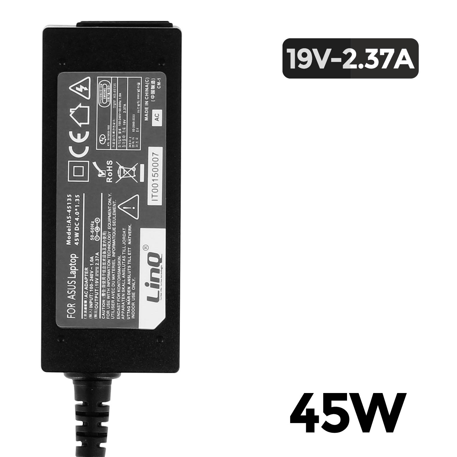 Chargeur pour ordinateur portable 45W 19V 2.37A Adaptateur secteur