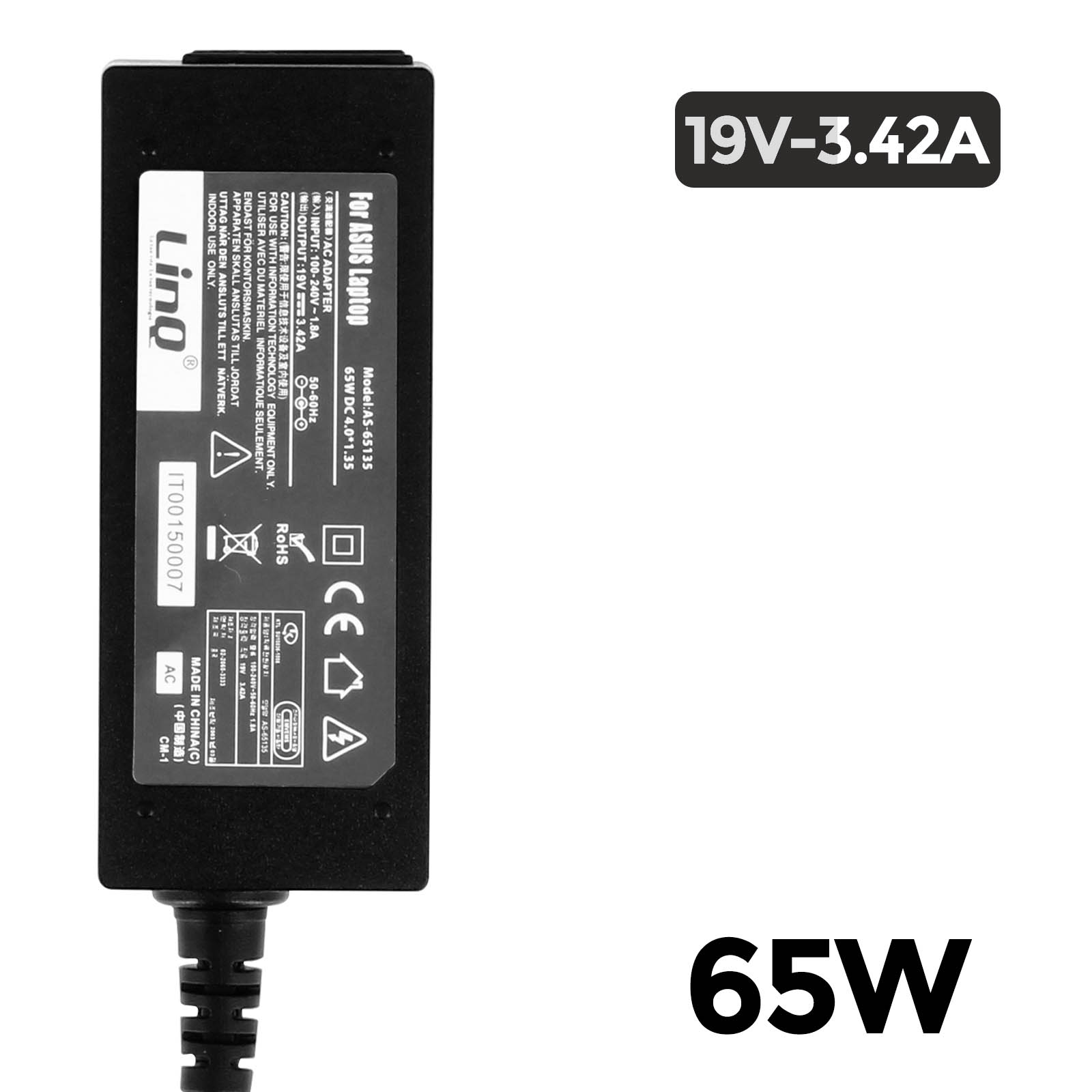 Chargeur Secteur PC Asus 65W / 19V 3.42A Embout 4.0*1.35 mm AS