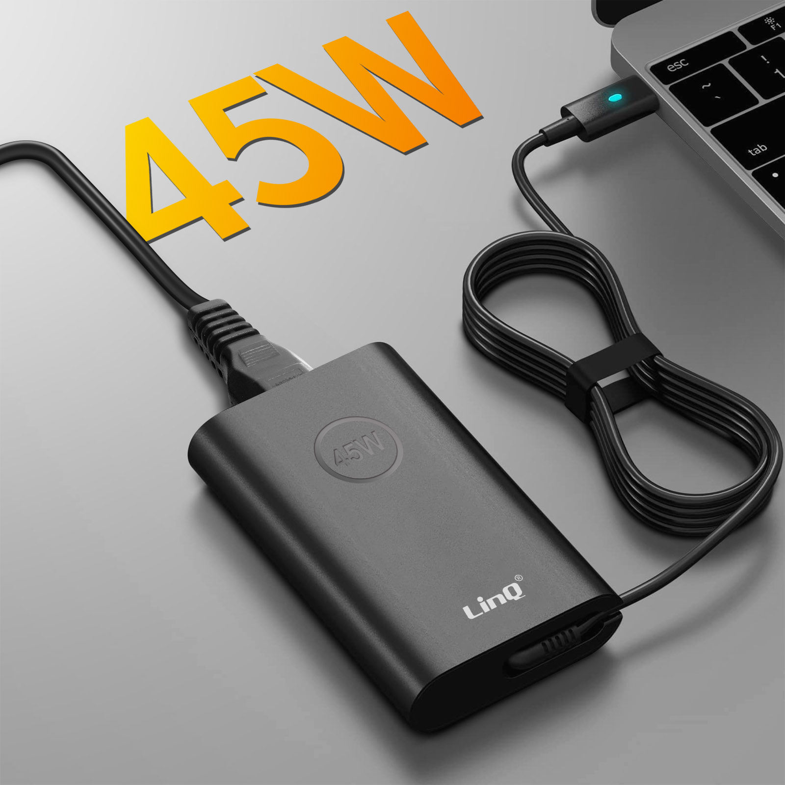 Adaptateur secteur USB C 45 W pour ordinateur portable Chargeur