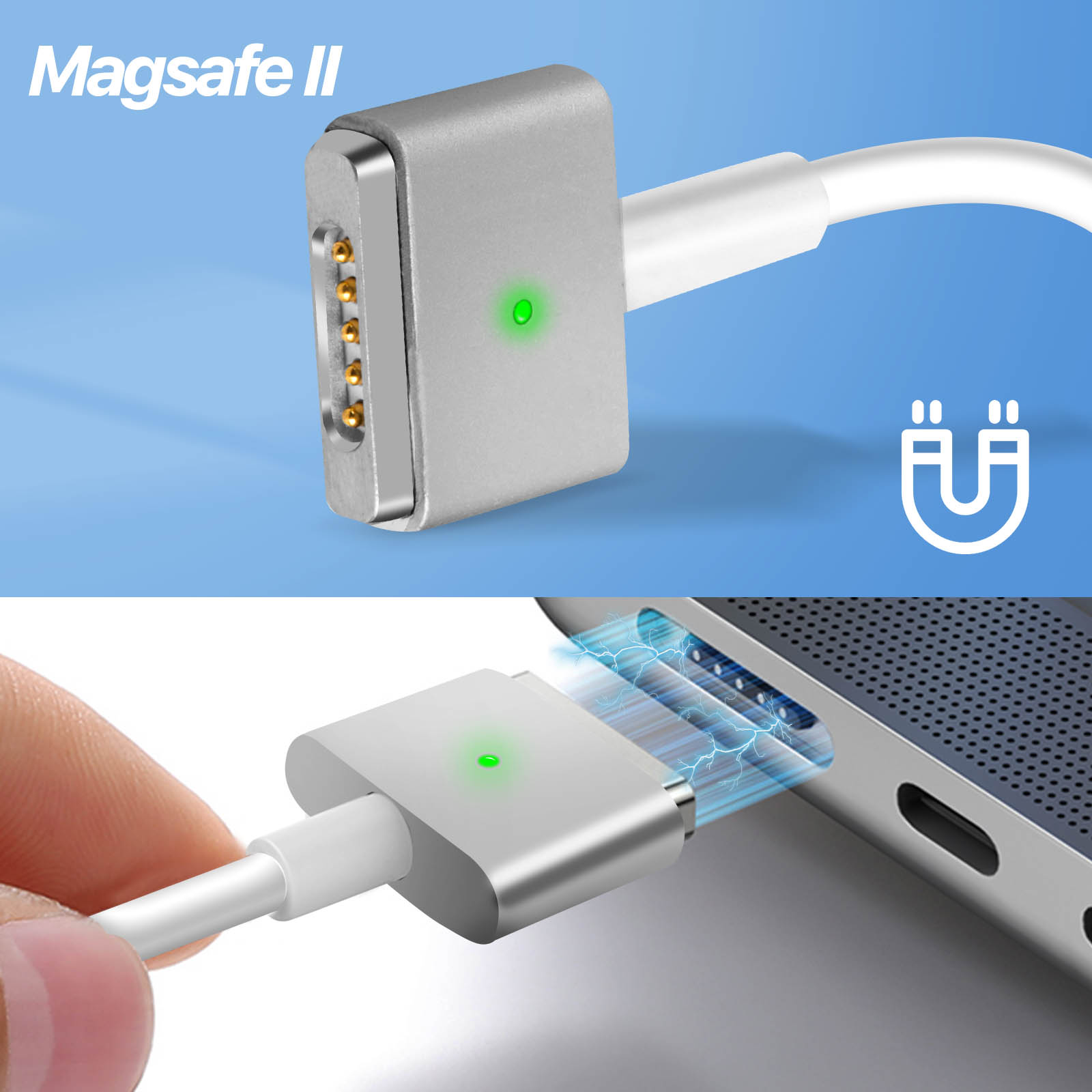 Chargeur Macbook Magsafe 2 Magnétique Charge Rapide 60W Indicateur