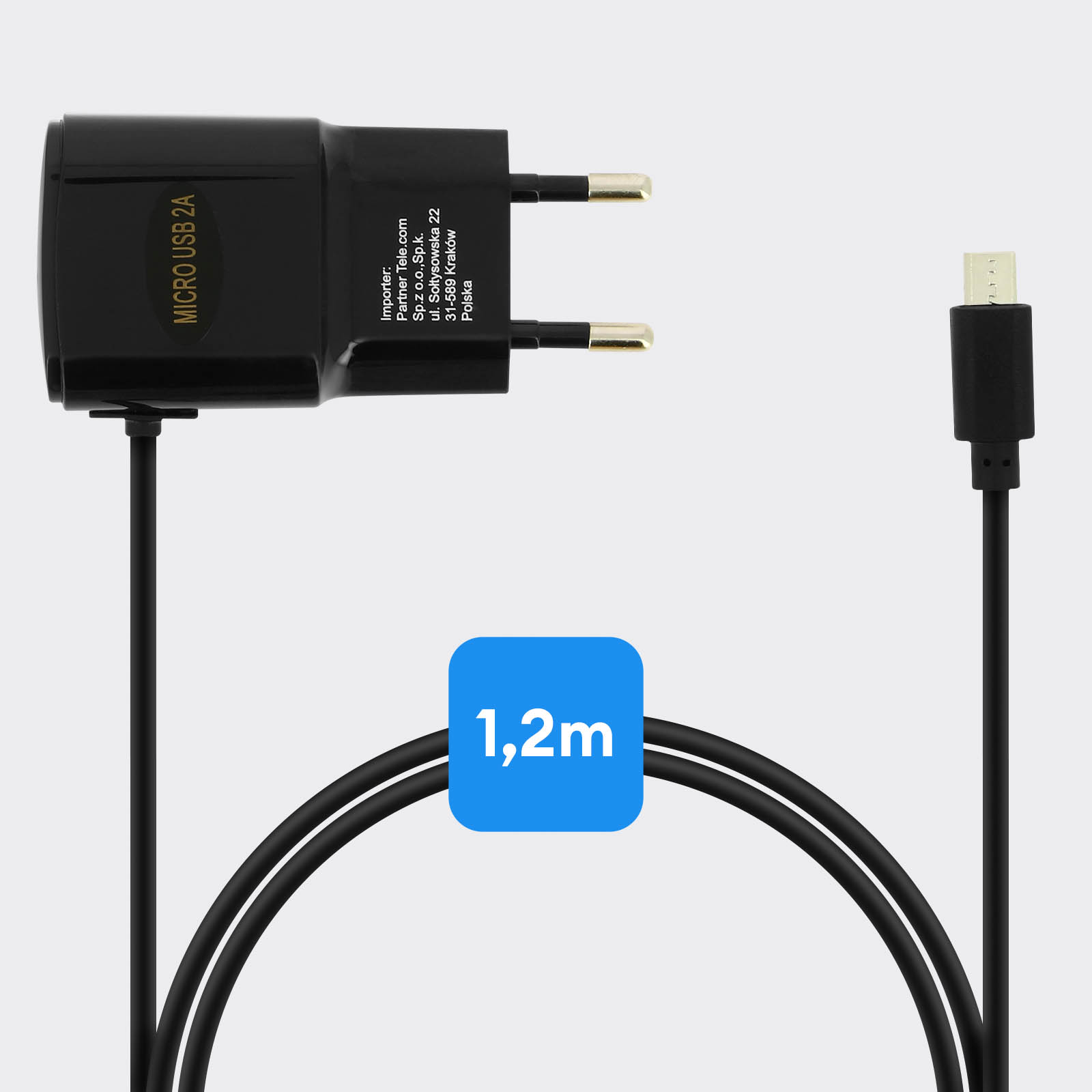 Chargeur Micro USB - 2 400 mA - Entrée : prise Euro mâle, Sortie 1