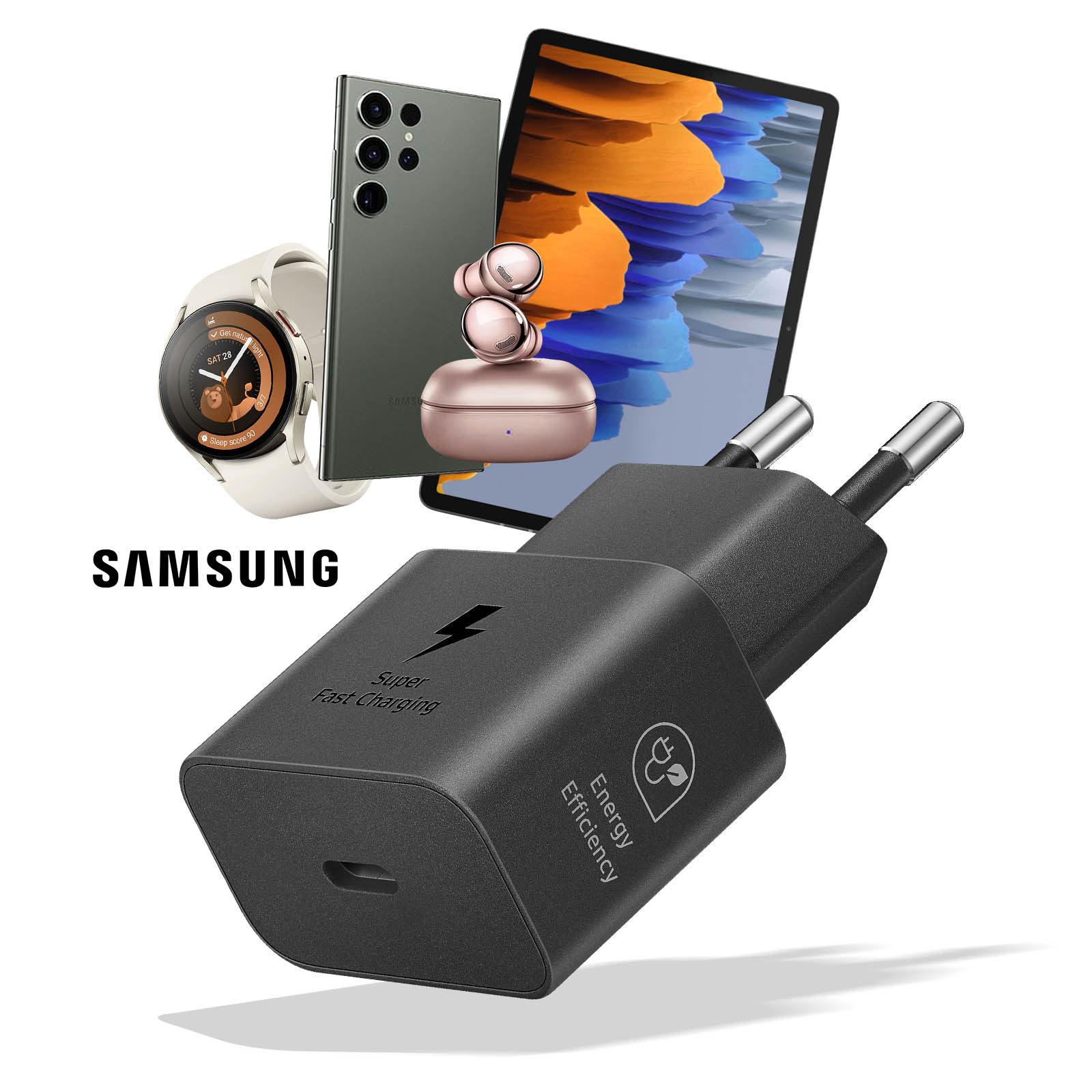 Chargeur secteur GaN USB-C 25W + Câble USB-C noir, Produit officiel Samsung  - Chargeurs USB - Chargeurs - Connectiques Smartphone - Matériel  Informatique High Tech