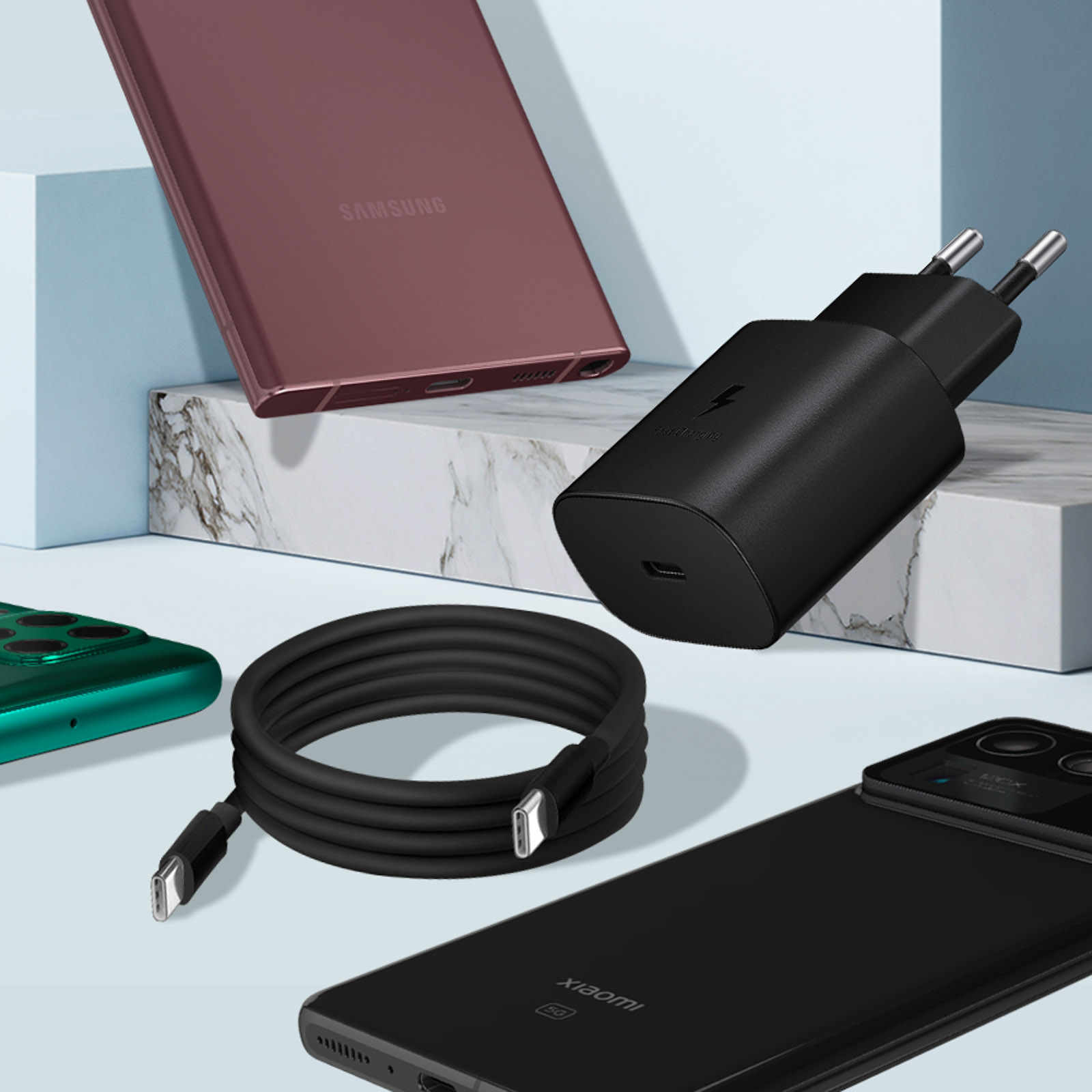 Samsung EP-T1510NBEGEU Chargeur pour téléphone portable Avec fonction de  rechargement rapide USB-C® noir