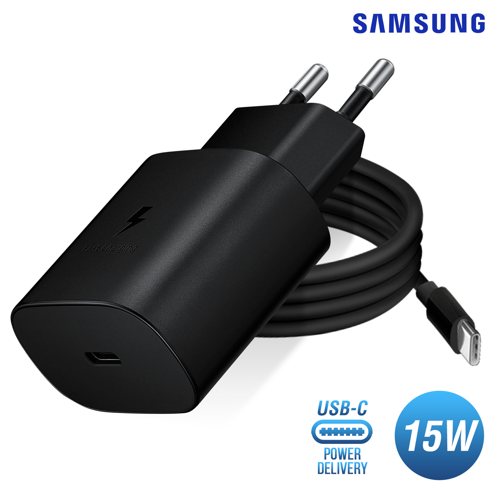 Chargeur rapide USB C pour Samsung Galaxy, adaptateur secteur, 15W