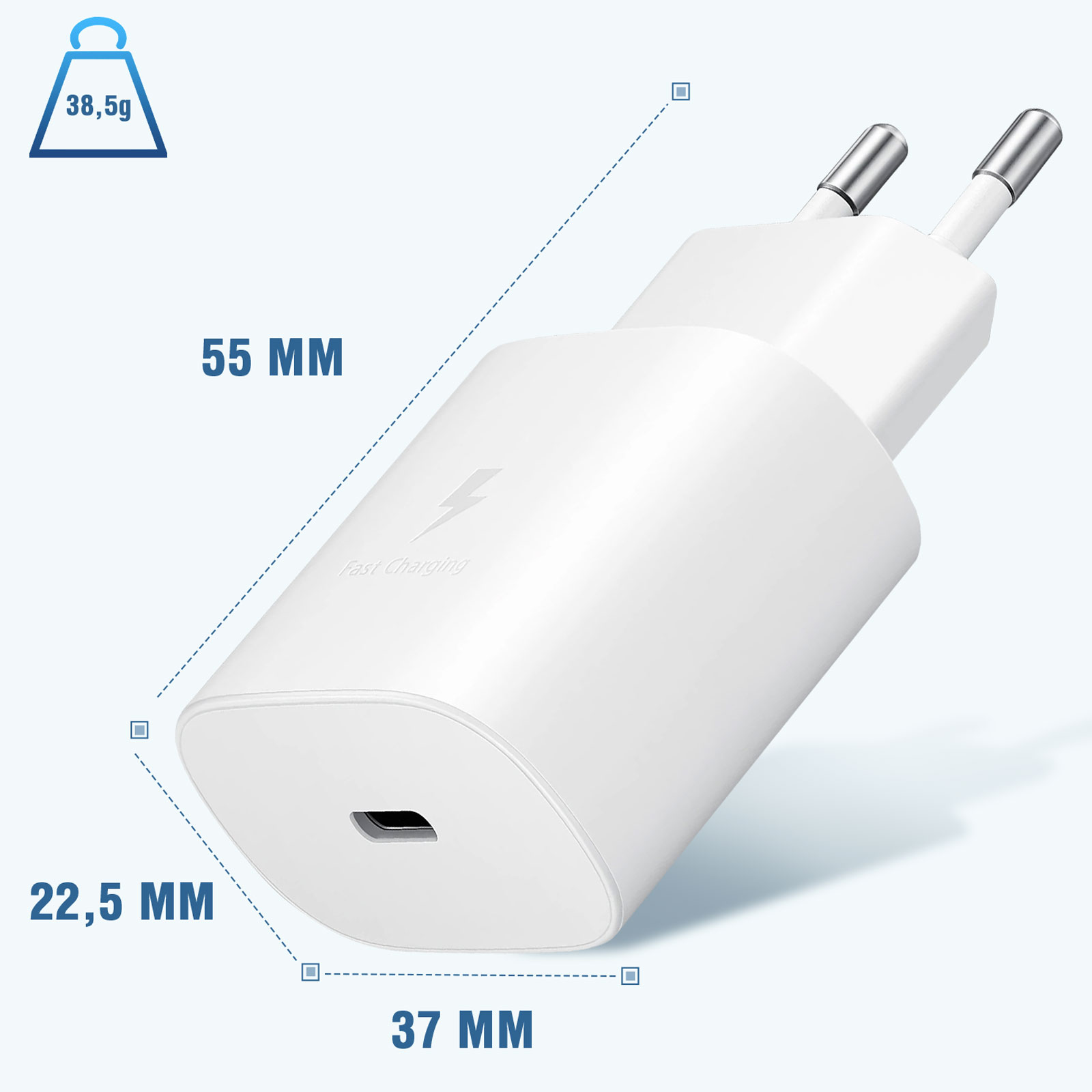 Chargeur secteur Original Samsung USB-C Power Delivery 15W Charge rapide,  EP-T1510NWE - Blanc