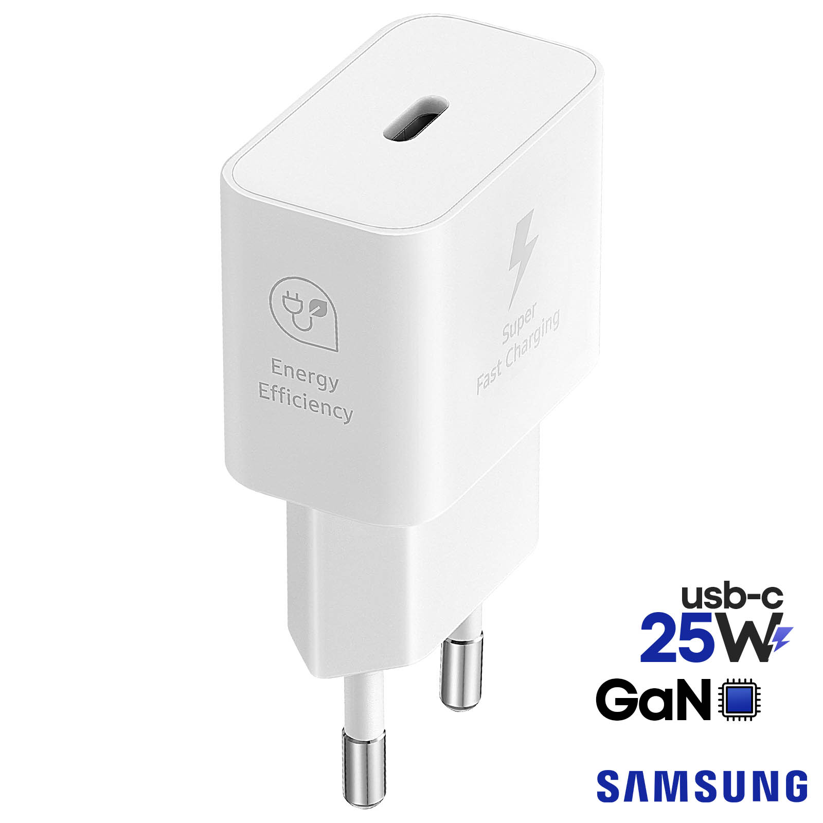 Chargeur secteur USB-C 25W, Technologie GaN - Produit officiel Samsung,  Blanc