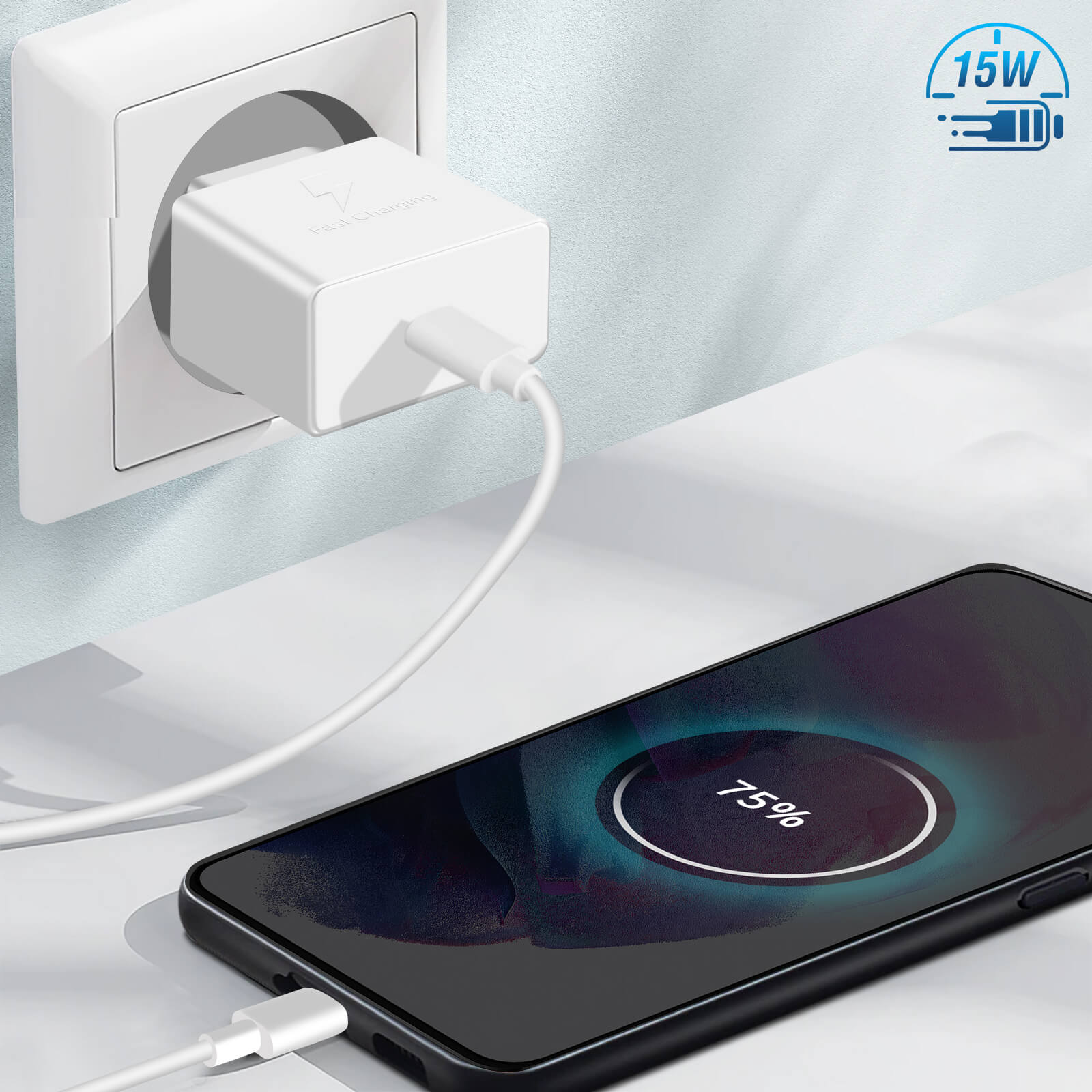 SAMSUNG Chargeur Complet USB-A vers USB-C 15W Blanc