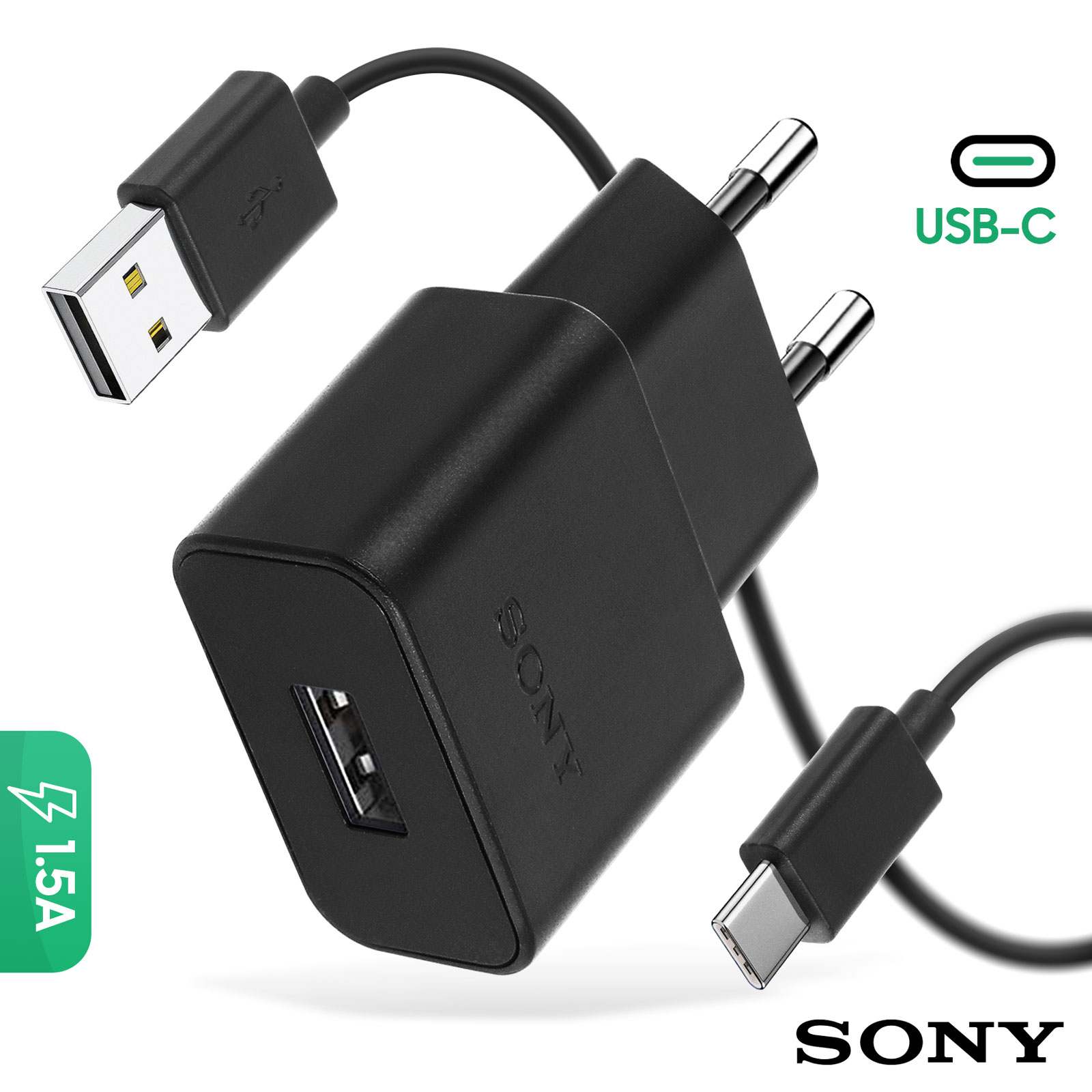 Chargeur secteur original Sony UCH20 + Câble USB Type C - Noir