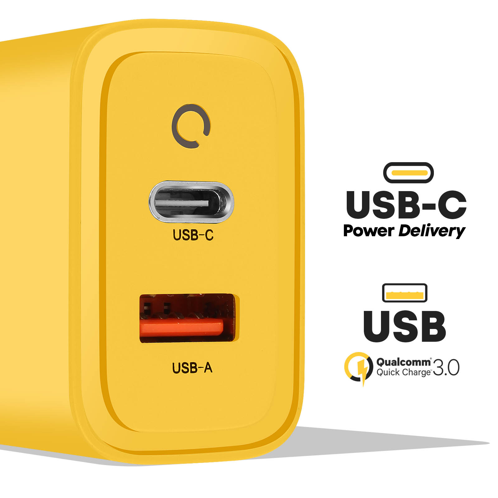 Chargeur mural GaN USB + USB-C 45W - Tactical Microgrid jaune - Français