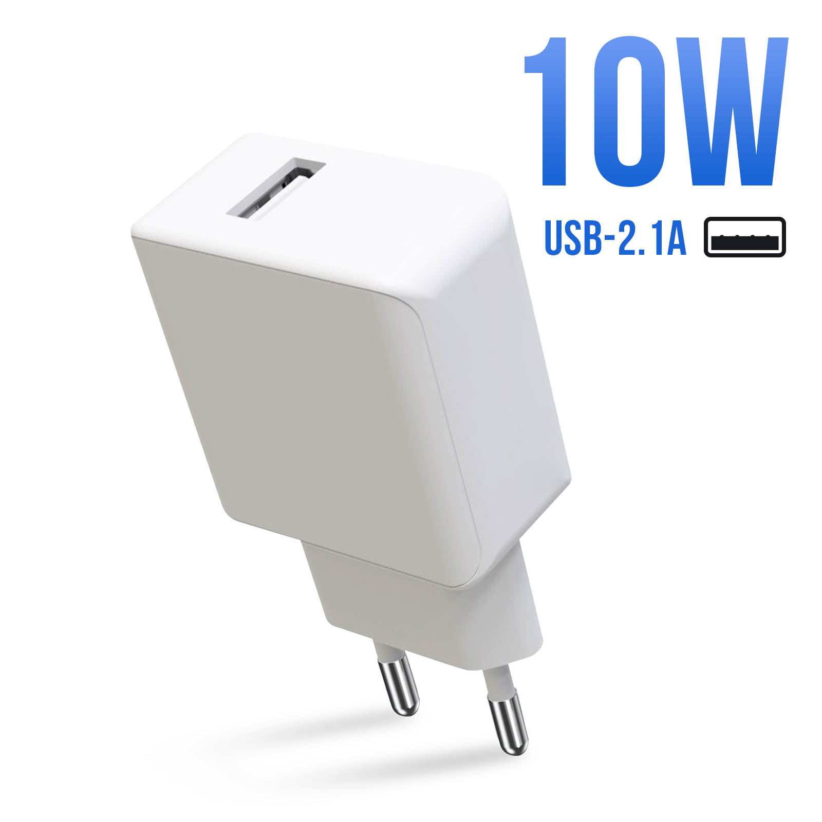 Chargeur Secteur Adaptateur USB 2.1A pour Smartphones, 10W - Blanc