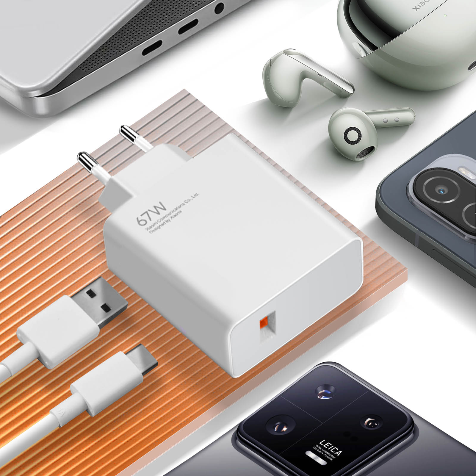 Chargeur secteur d'Origine Xiaomi USB 67W, Câble USB vers USB-C inclus -  Blanc - Français