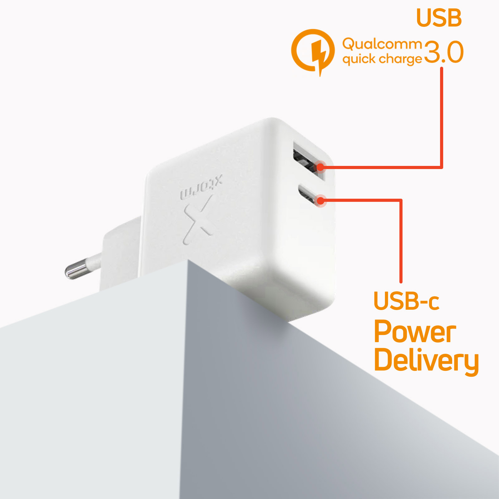 Xtorm Chargeur Mural USB-C Power Delivery 18W et Câble USB Type C PD Blanc  - Chargeur téléphone - LDLC