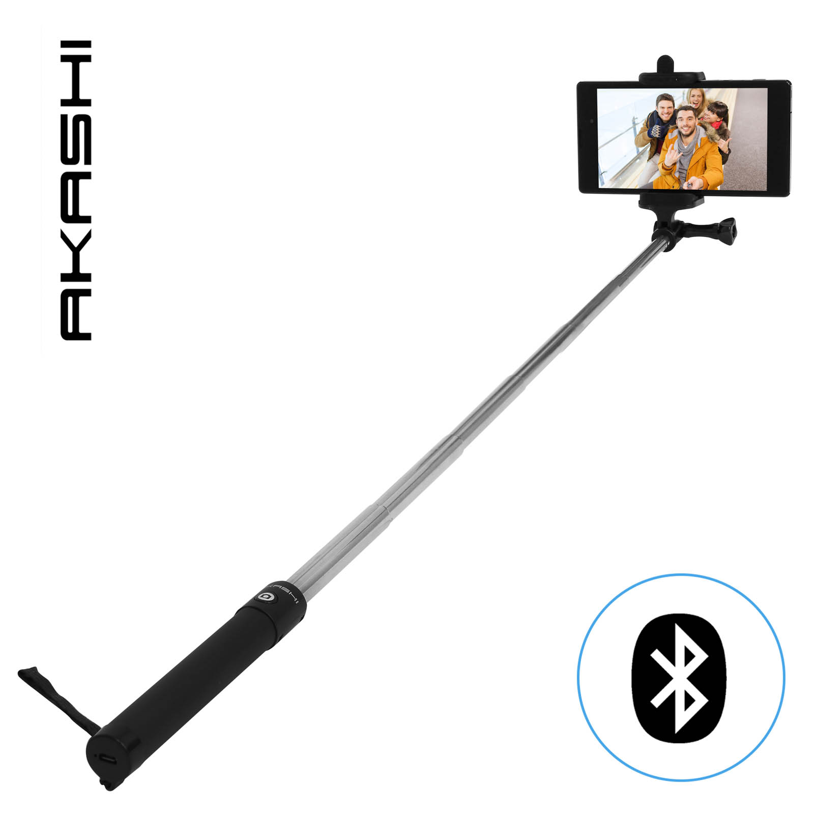 Perche selfie 3 en 1 Bluetooth - Akashi   - Shopping et Courses  en ligne, livrés à domicile ou au bureau, 7j/7 à la Réunion