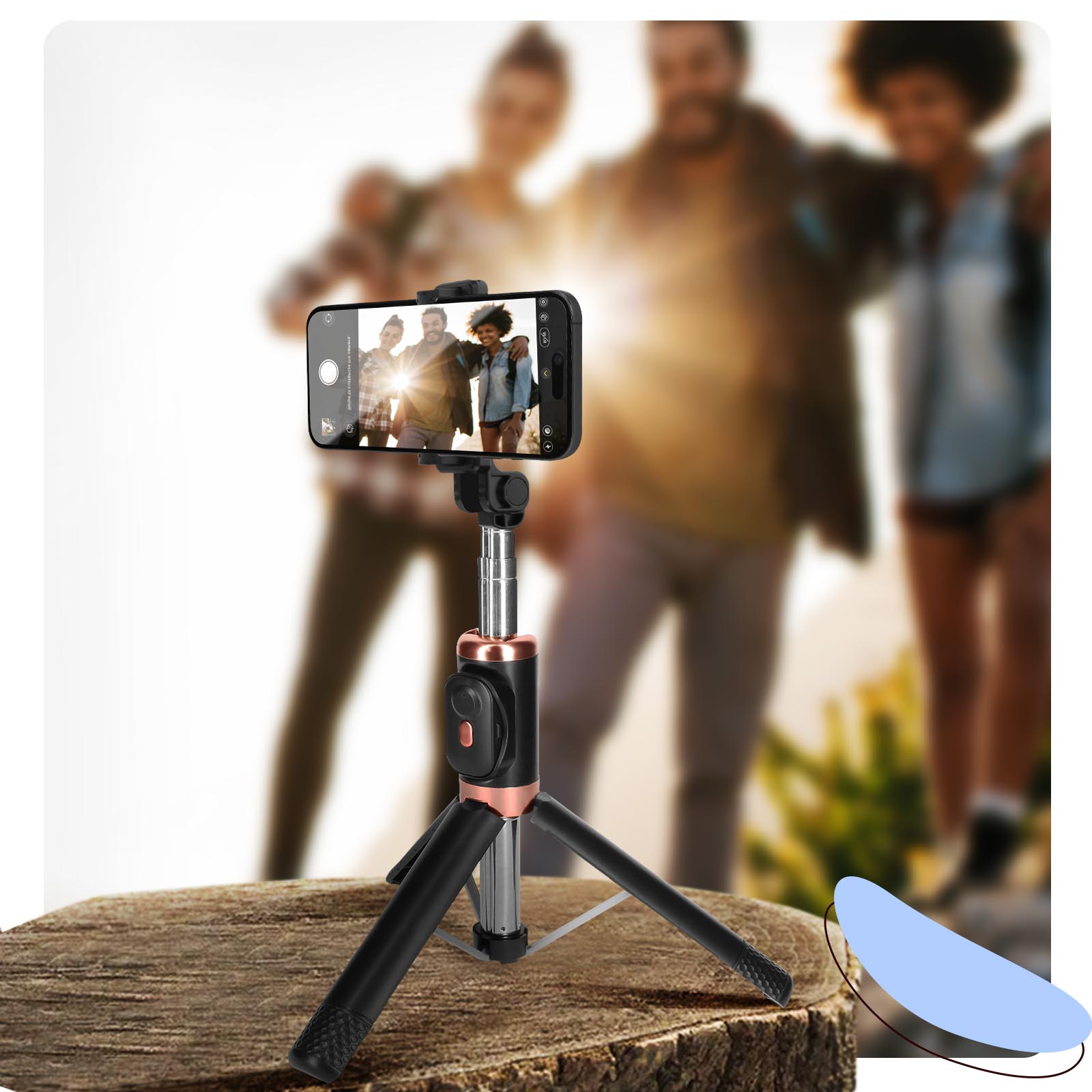 Palo selfie con trípode negro