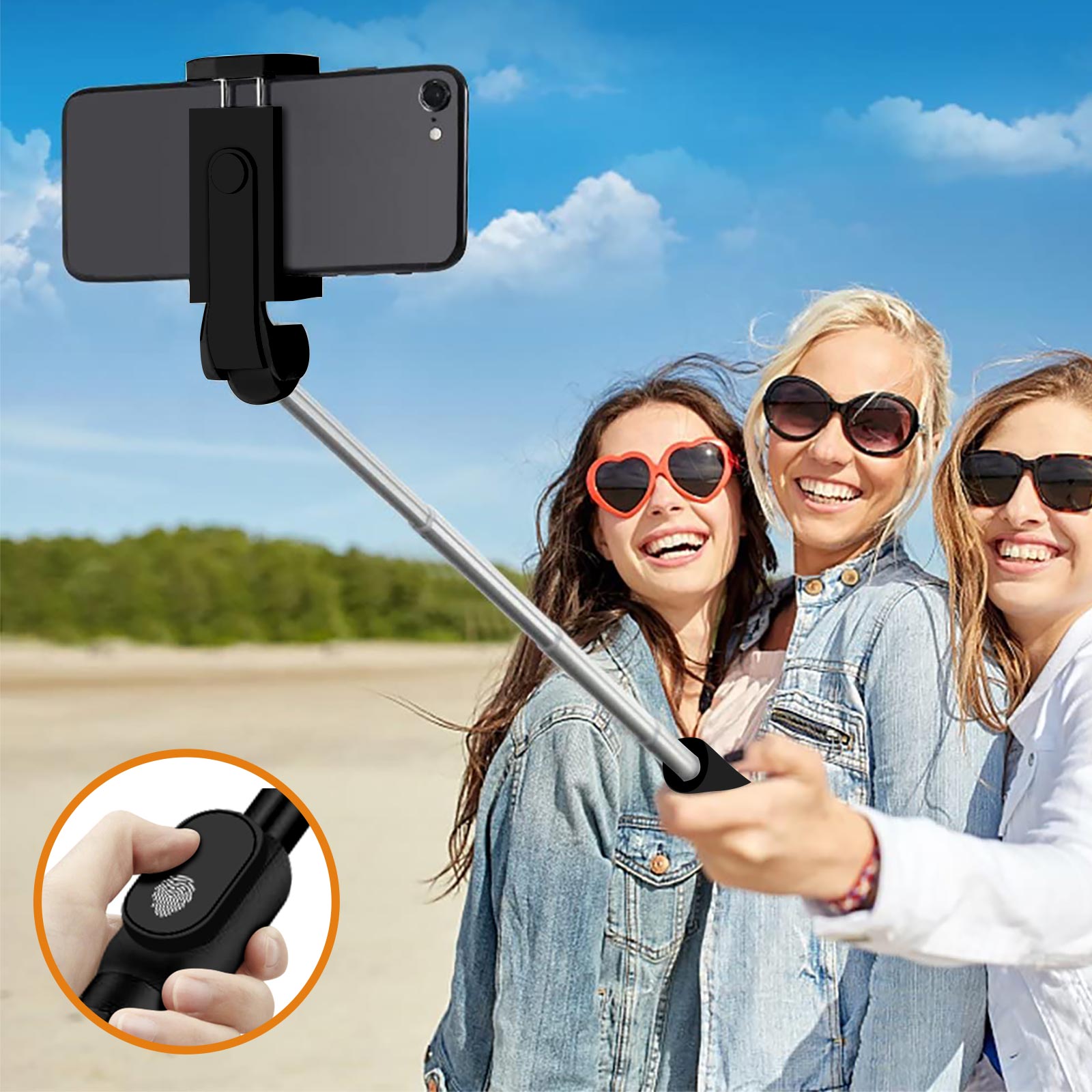 Perche selfie bluetooth avec fonction trépied télécommande sans