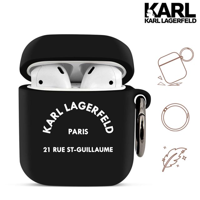 Coque AirPods Karl Lagerfeld Design Paris IKONIK Noir - Français