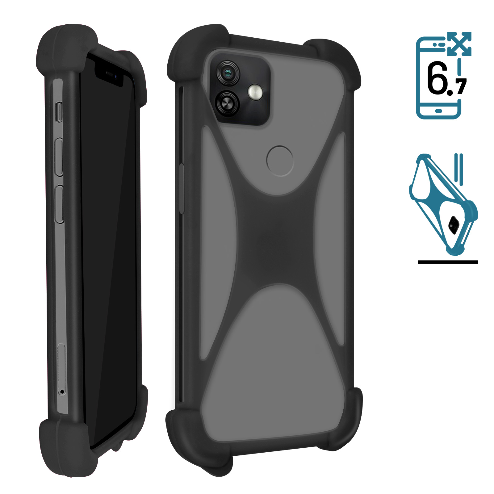 Coque Bumper noir antichoc en silicone de qualité compatible pour V-Mobile S9 2019 by PH26® 