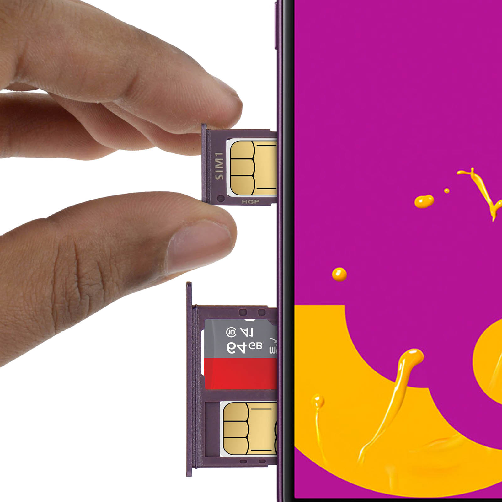 2x Tiroir adaptateur carte Nano SIM et carte Micro-SD + Carte Nano SIM de  remplacement - Violet p. Samsung Galaxy J6 - Français