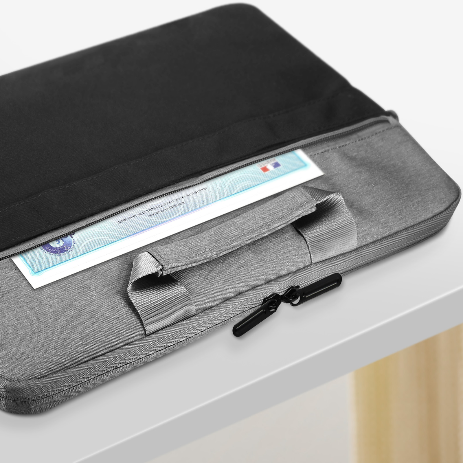 Sacoche Ordinateur Portable 15.6 pouces Multi-rangements, LinQ - Noir et  Gris - Français