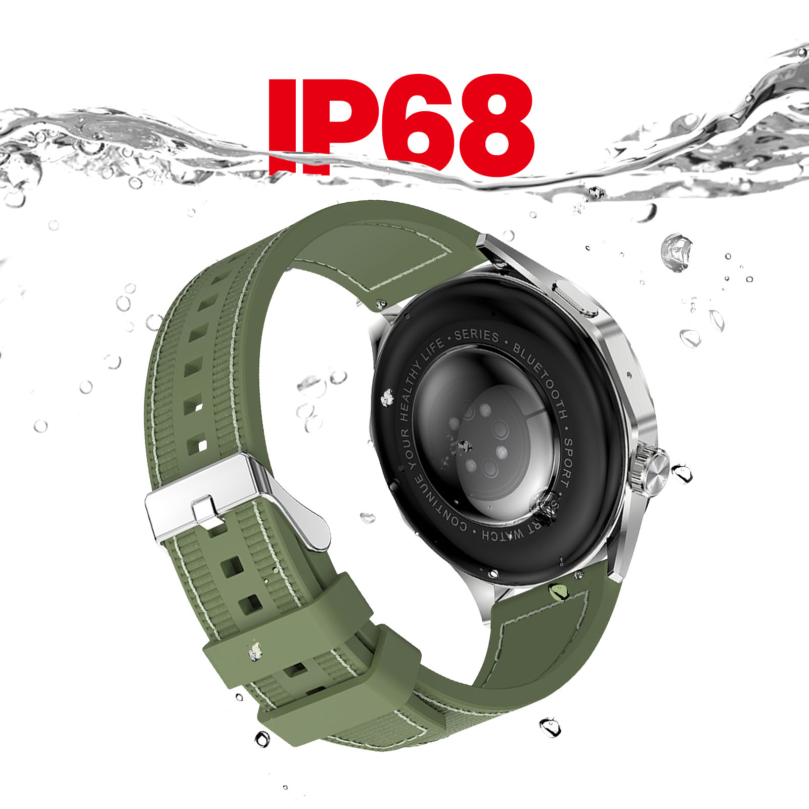 LiuJo Fit SWLJ035 Smartwatch Donna: Cassa Acciaio Inox E Cinturino Silicone Verde. Display Touch 1,4", IP68, Notifiche E Battito Cardiaco.