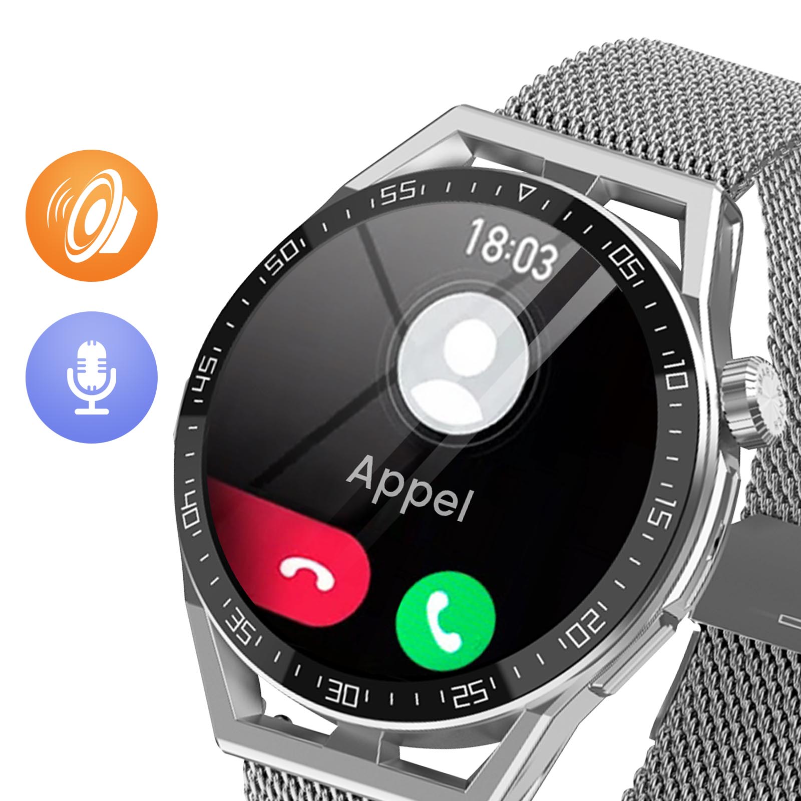 Smartwatch Rubicon argentato, activity tracker con schermo rotondo in  metallo e cinturino in maglia milanese - Italiano
