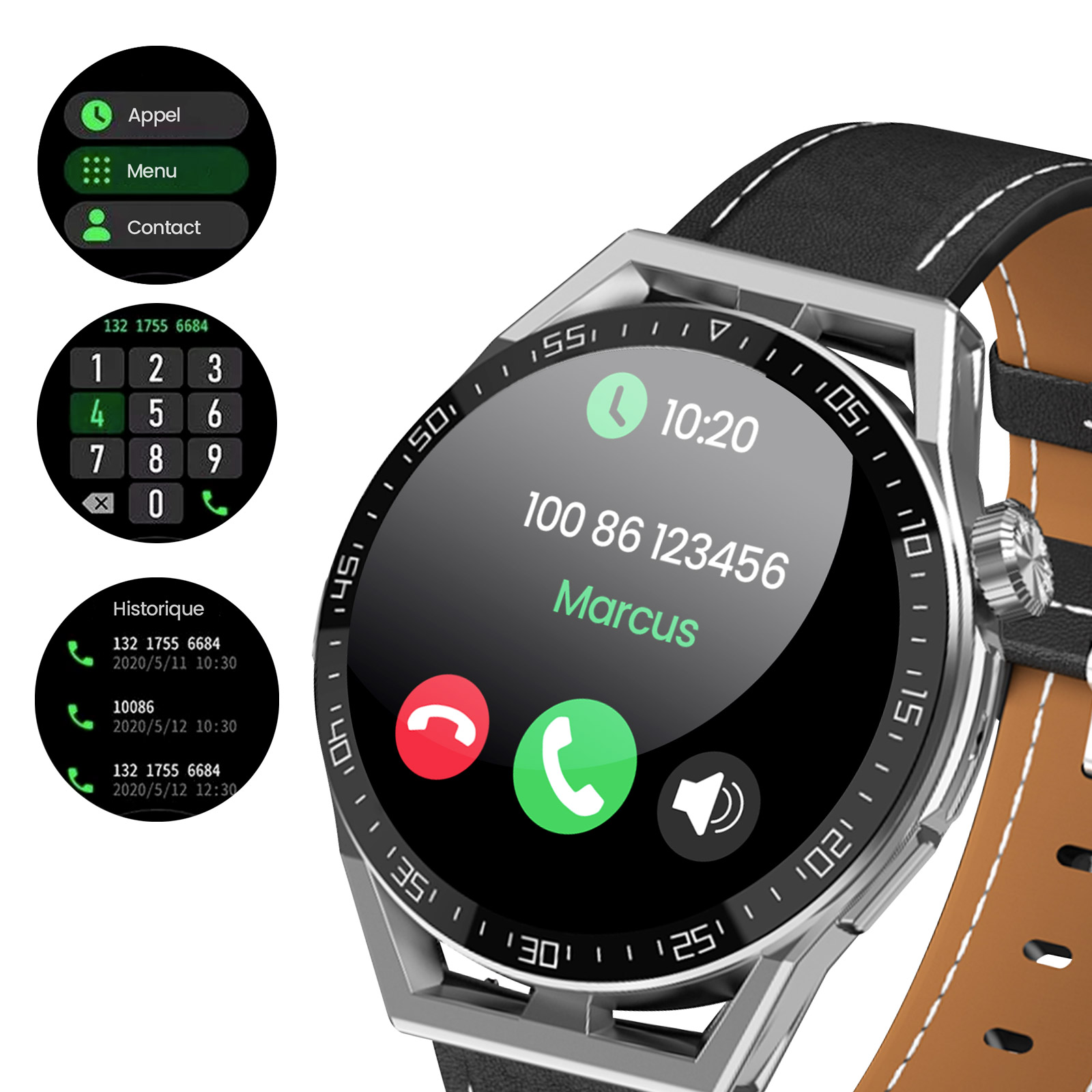Smartwatch Rubicon quadrante rotondo argentato, activity tracker con  cinturino in pelle nero - Italiano