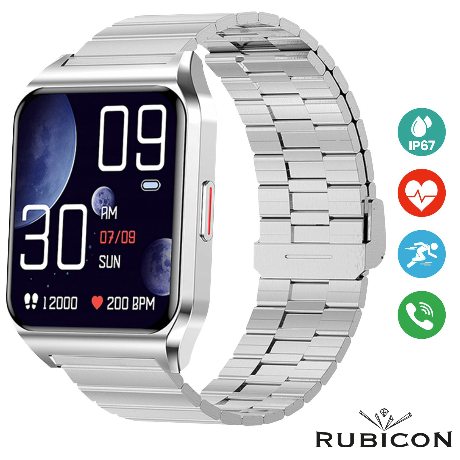Smartwatch Rubicon, cinturino in acciaio inossidabile argentato, tracker  activity, chiamate Bluetooth e gestione notifiche - Italiano