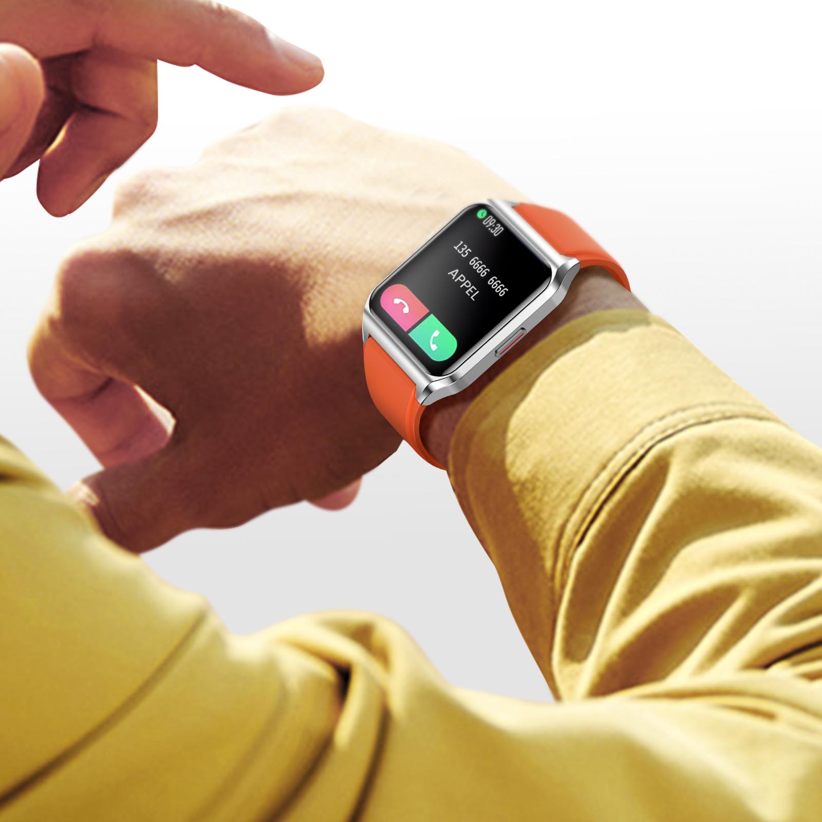 Smartwatch Rubicon, cinturino in silicone arancione quadrante argentato,  tracker activity, chiamate Bluetooth - Italiano