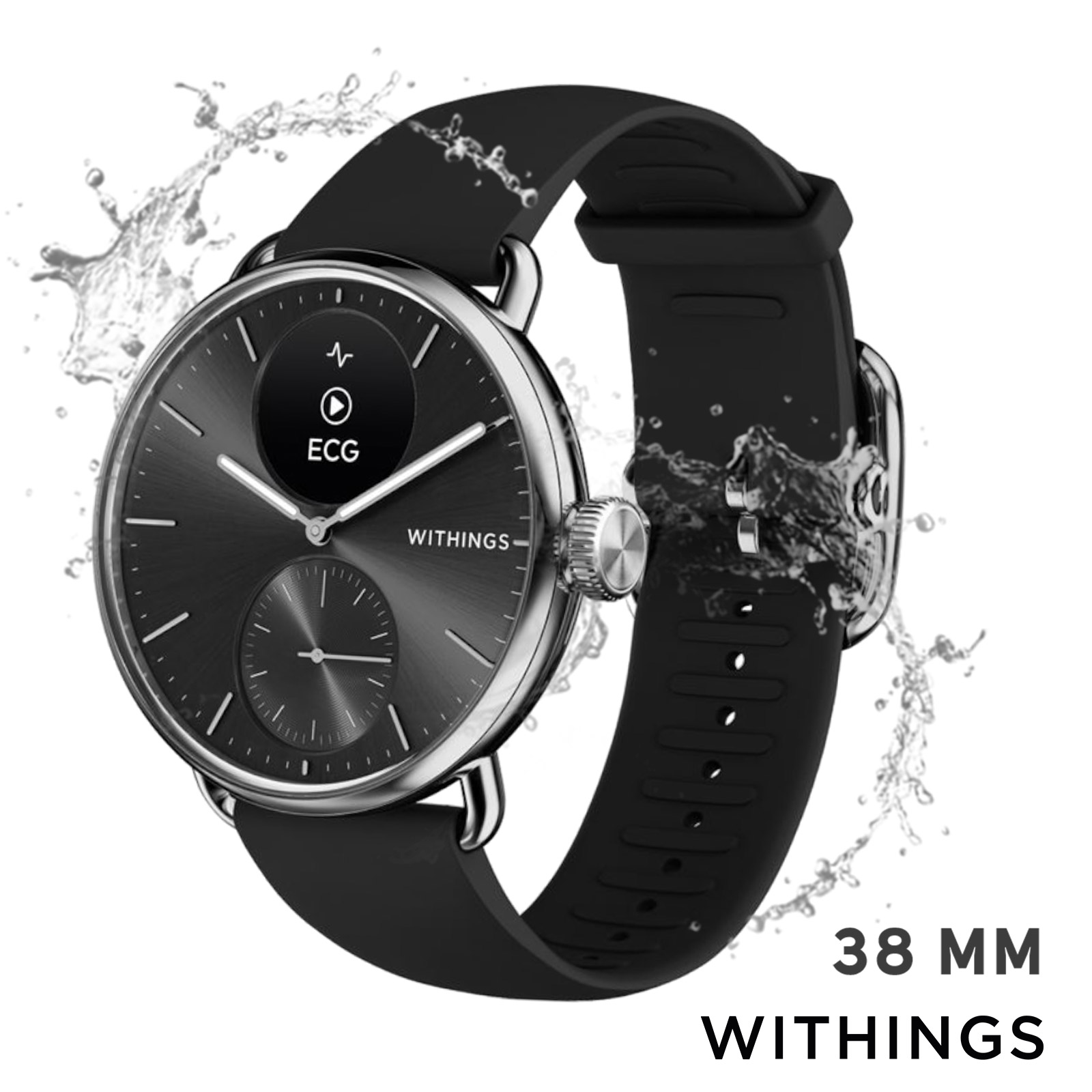 Montre Connectée Hybride, ScanWatch 2 Withings - Cadran 38mm Noir