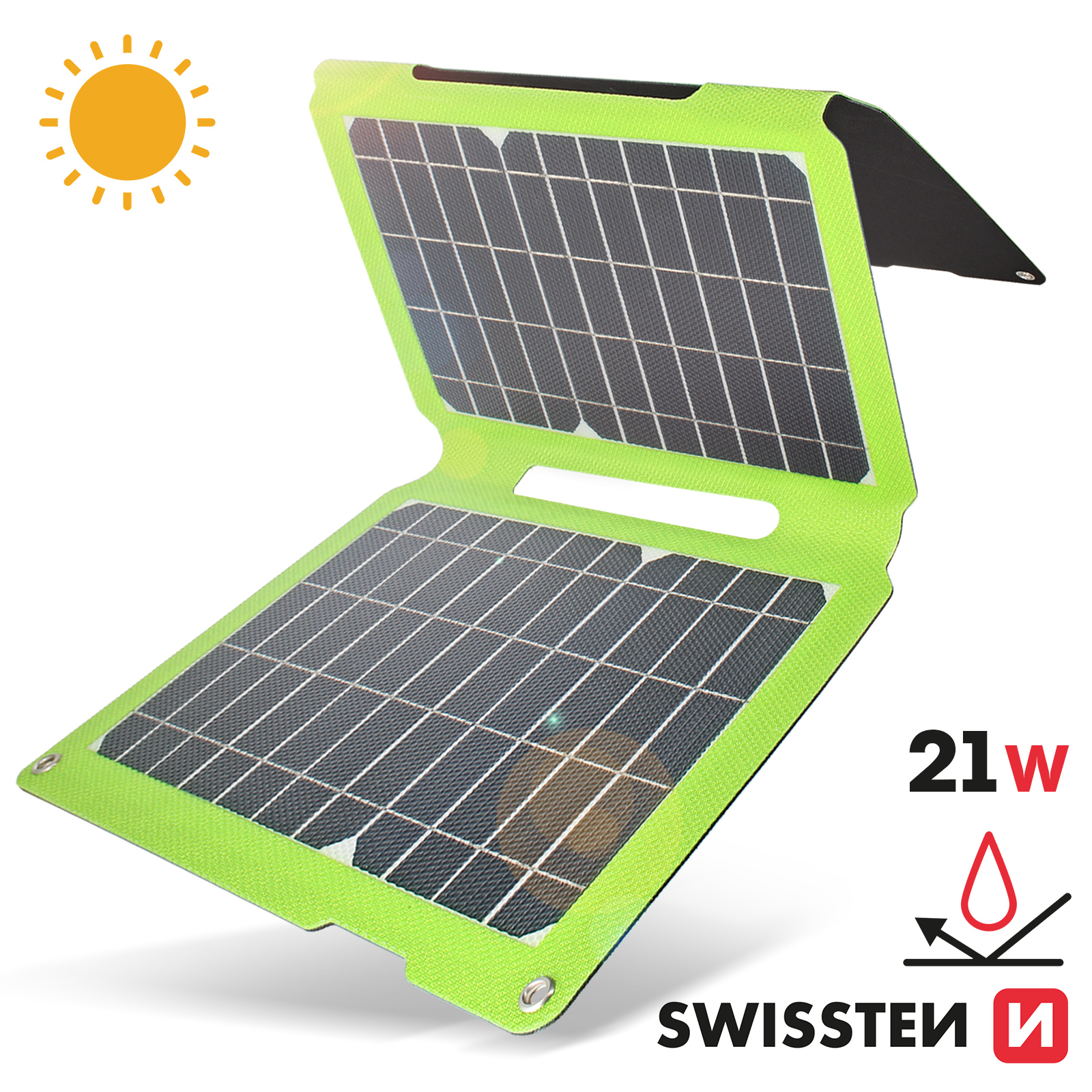 Caricatore solare USB e USB-C da 21W - Pannello solare per telefoni  Swissten verde - Italiano