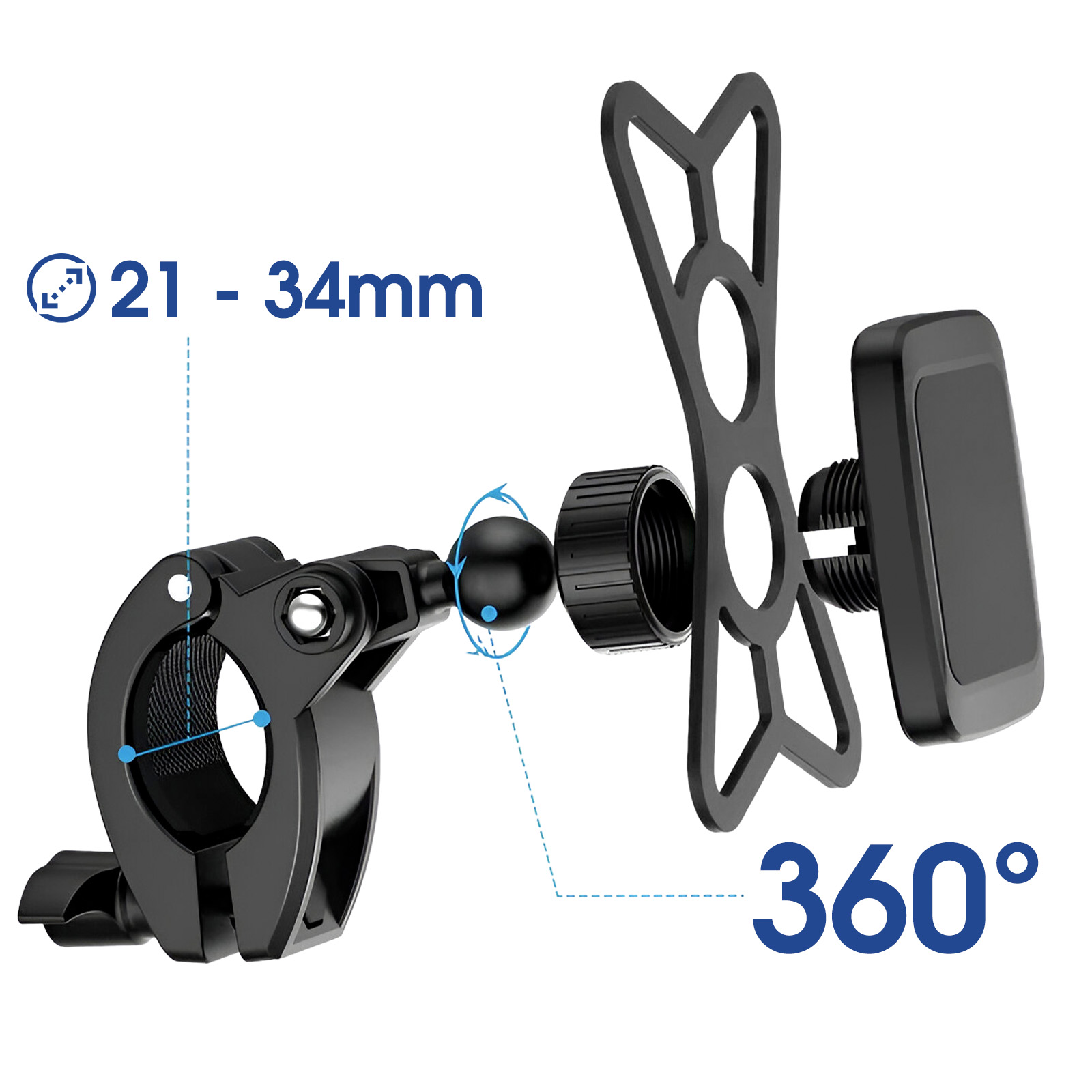 Support Téléphone Vélo Universel 2 Pièces - Porte Téléphone Silicone Avec Rotation 360°, Compatible 4,5 à 6,5 Pouces