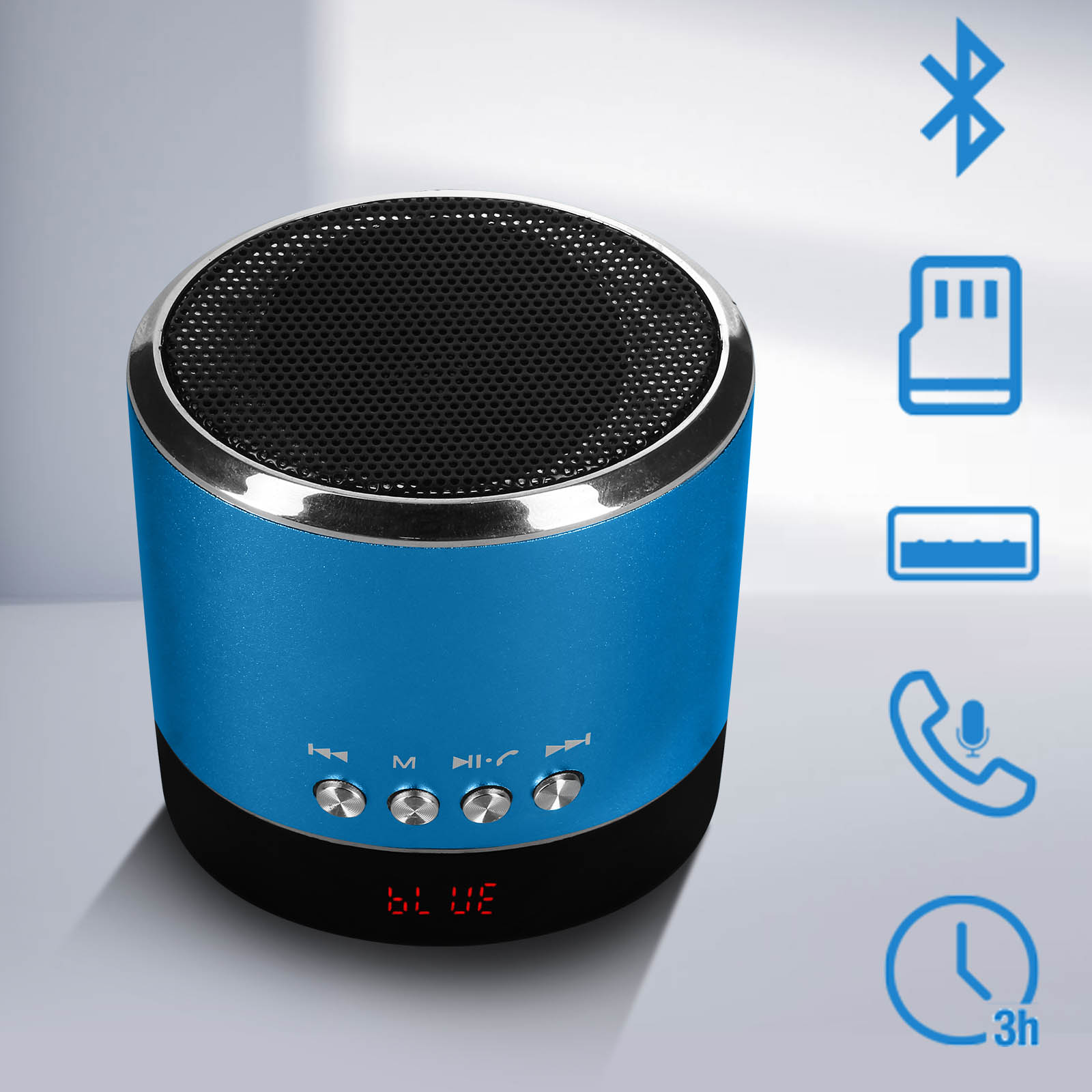 Mini Altavoz Bluetooth Venus Bajo Potente Metalizado - Azul - Spain