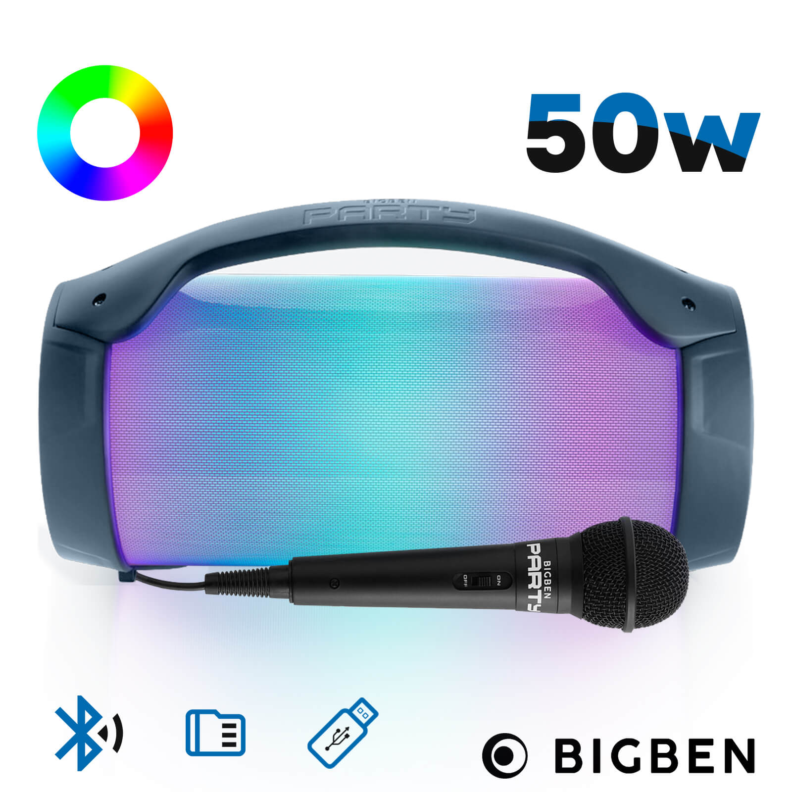 Enceinte Bluetooth Bigben Party avec effets lumineux et 2 micros