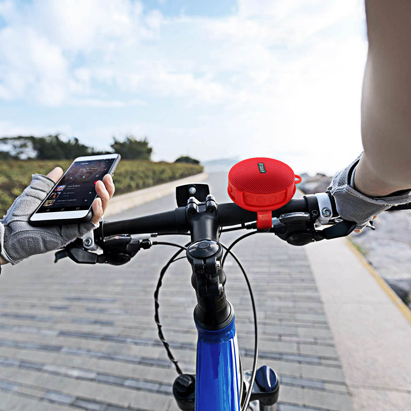 Enceinte Bluetooth Vélo / Haut-parleur Sport Sans-fil Étanche IPX7 - Rouge  - Français