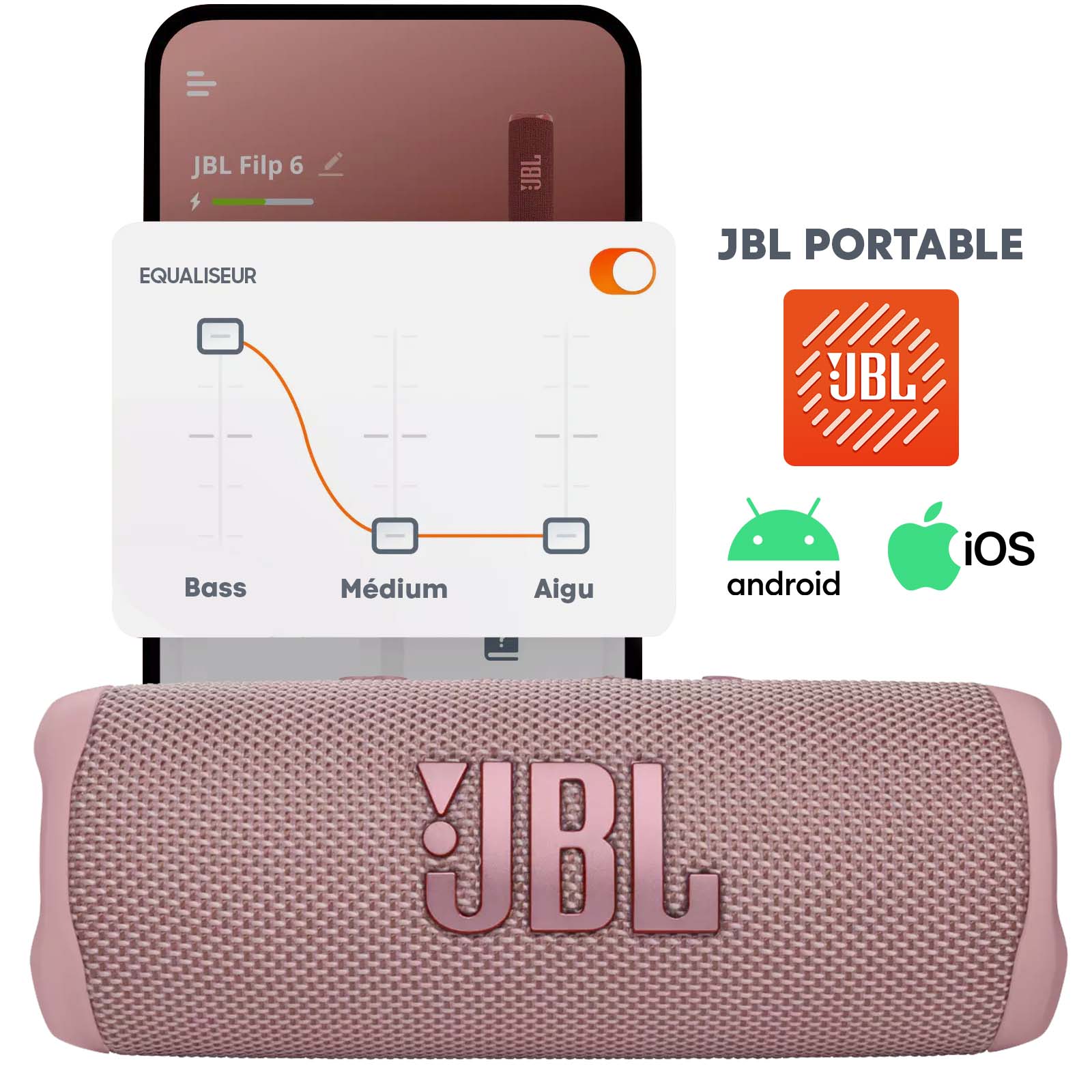 JBL Flip 6 – Enceinte Bluetooth portable - haut-parleur - 12 heures  d'autonomie - Rose - JBL