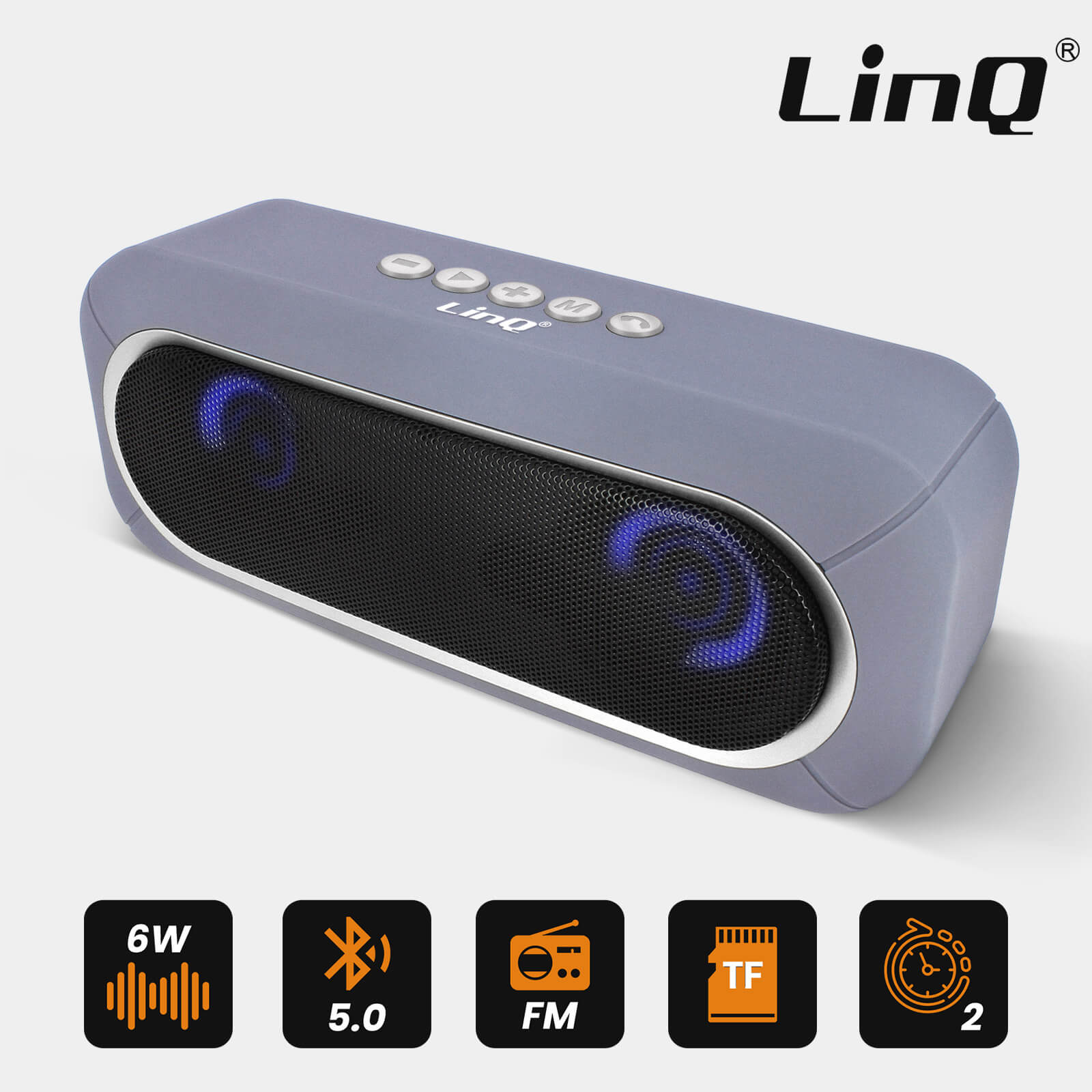 Enceinte Bluetooth Sans-fil, Son de Qualité 3W x 2 / LED RVB, LinQ