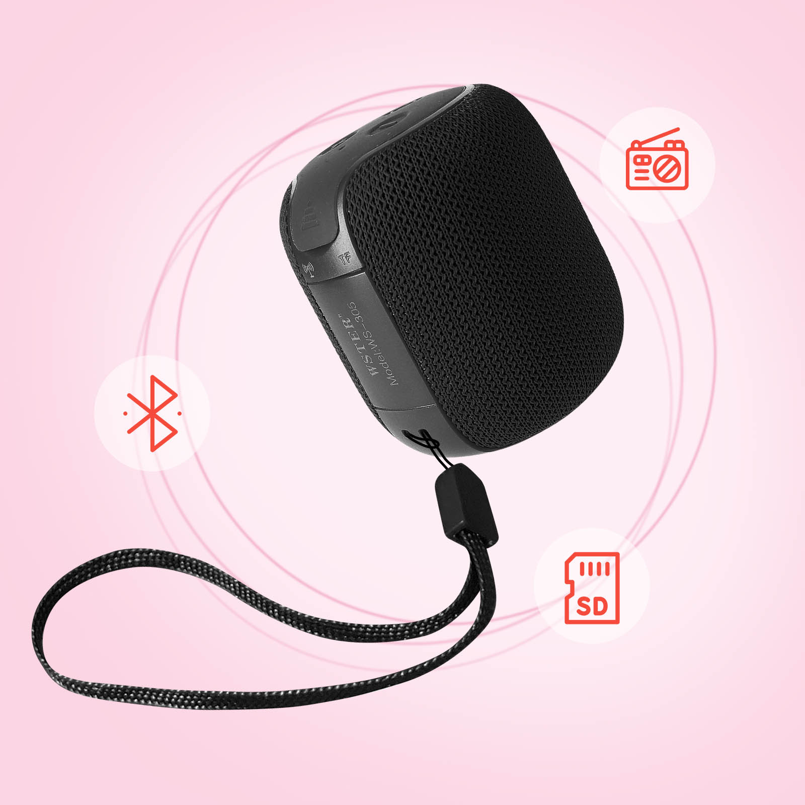 Enceinte Bluetooth 5.0 Portable Micro et Radio FM avec Dragonne